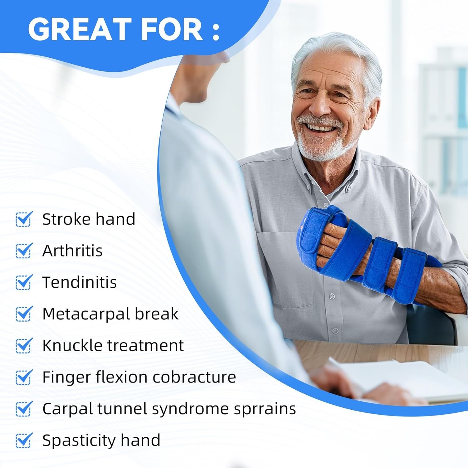 Resting Hand Splint, Stroke Hand Therapy Equipment for Stroke Recovery Patien…