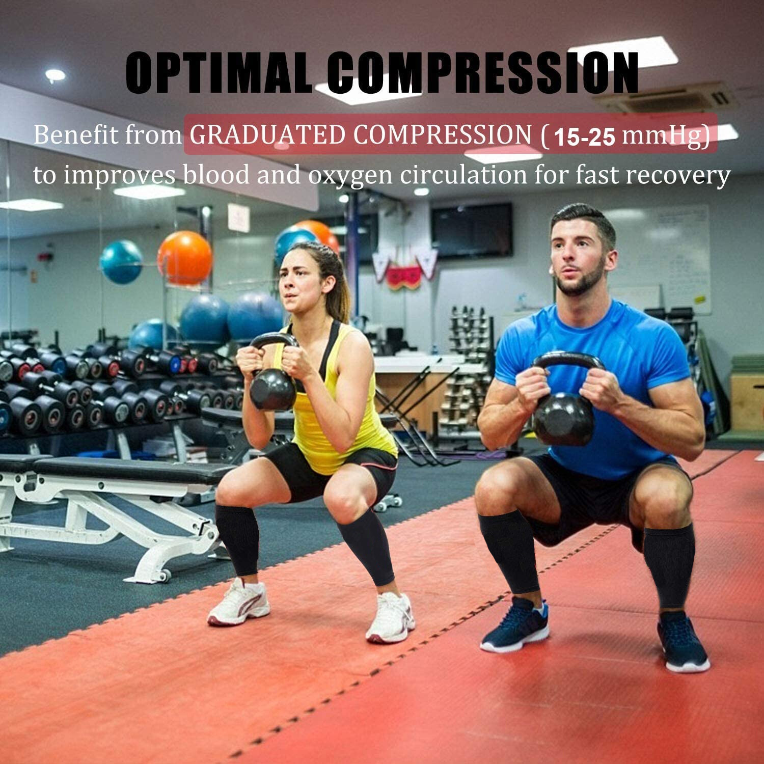 Pair Compression Socks Calf Sleeve Leg Support Brace 15-25mmHg Men Women Sports
