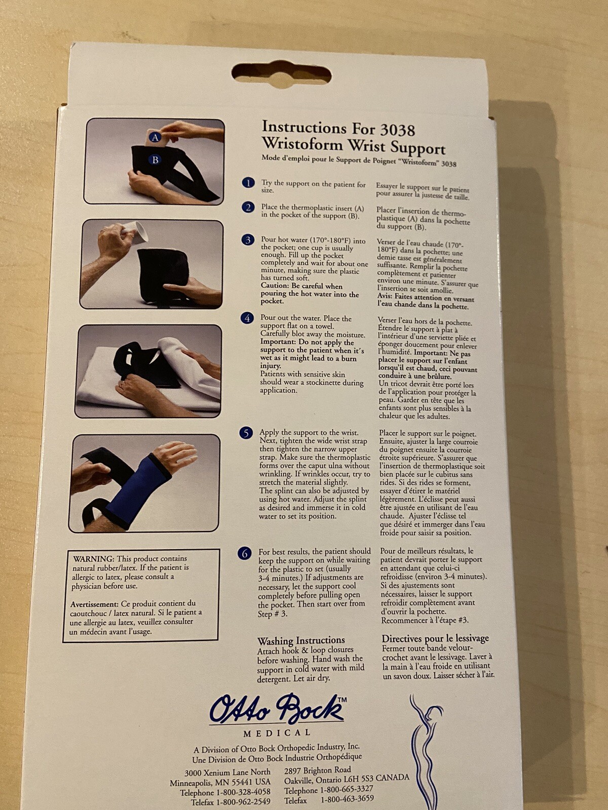 Otto Bock #3038 Wristoform Wrist Support w/Thermoplastic Moldable Insert