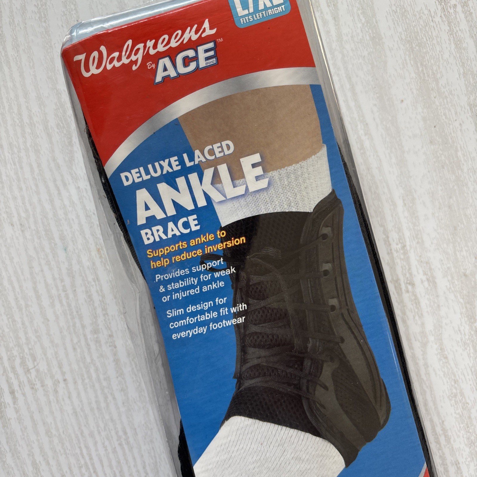 Deluxe Ankle Brace Black LG/XL Laced. Latex Free Walgreens
