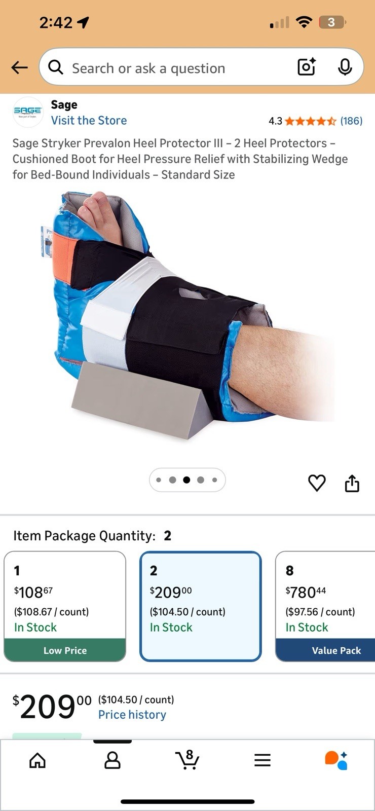 (2) Prevalon Heel Protector III 7355 by Sage Foot Ankle Leg