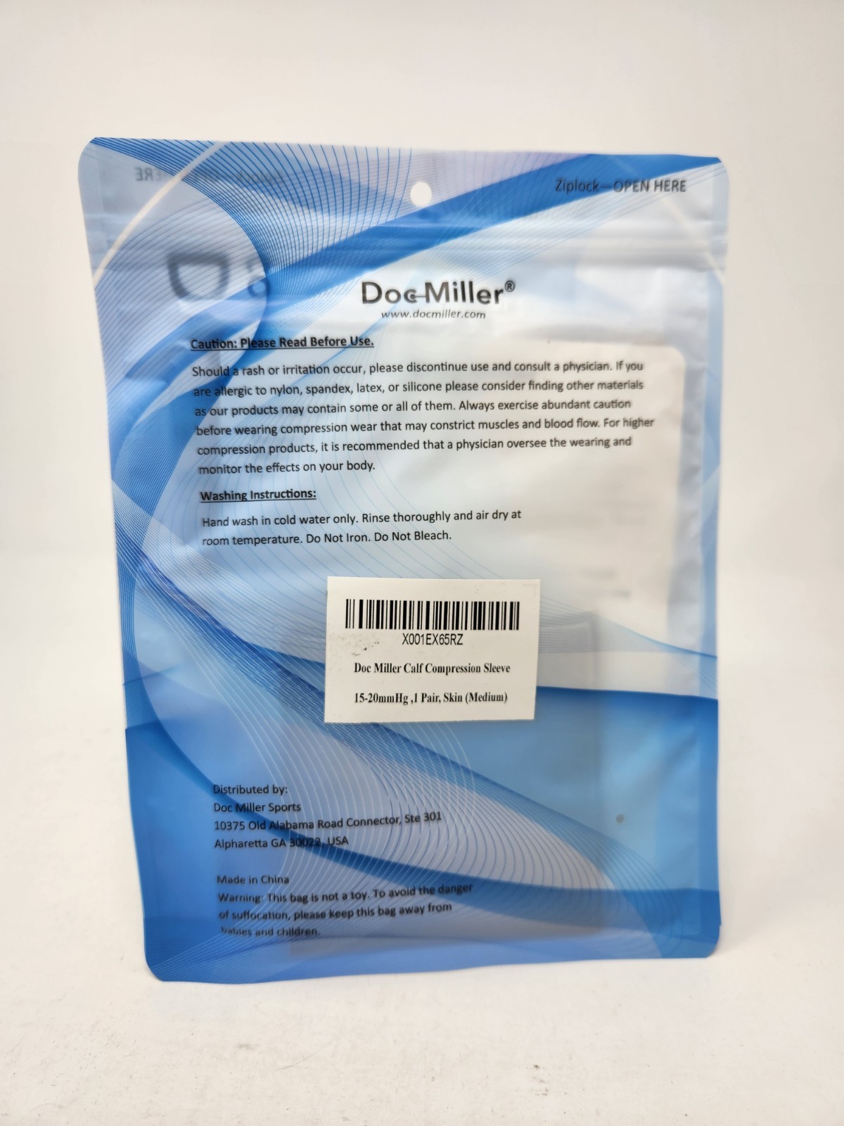Doc Miller Calf Compression Sleeve 15-20 mmHg 1 Pair Beige, Medium Stocking