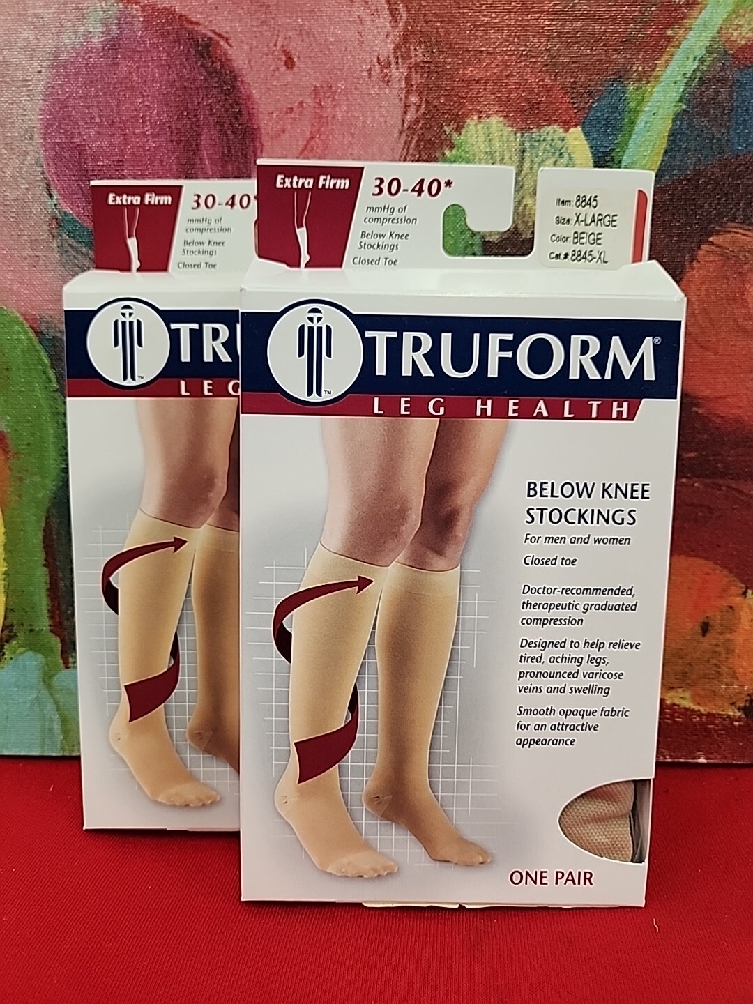 TRUFORM Lot Of 2 Pr Unisex Below Knee CT 30-40 mmHg Beige XL New In Box