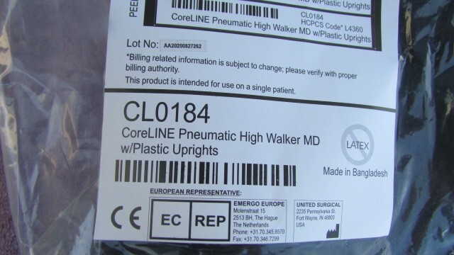 NEW Coreline Pneumatic High Walker Boot XL With Metal Uprights CL0184