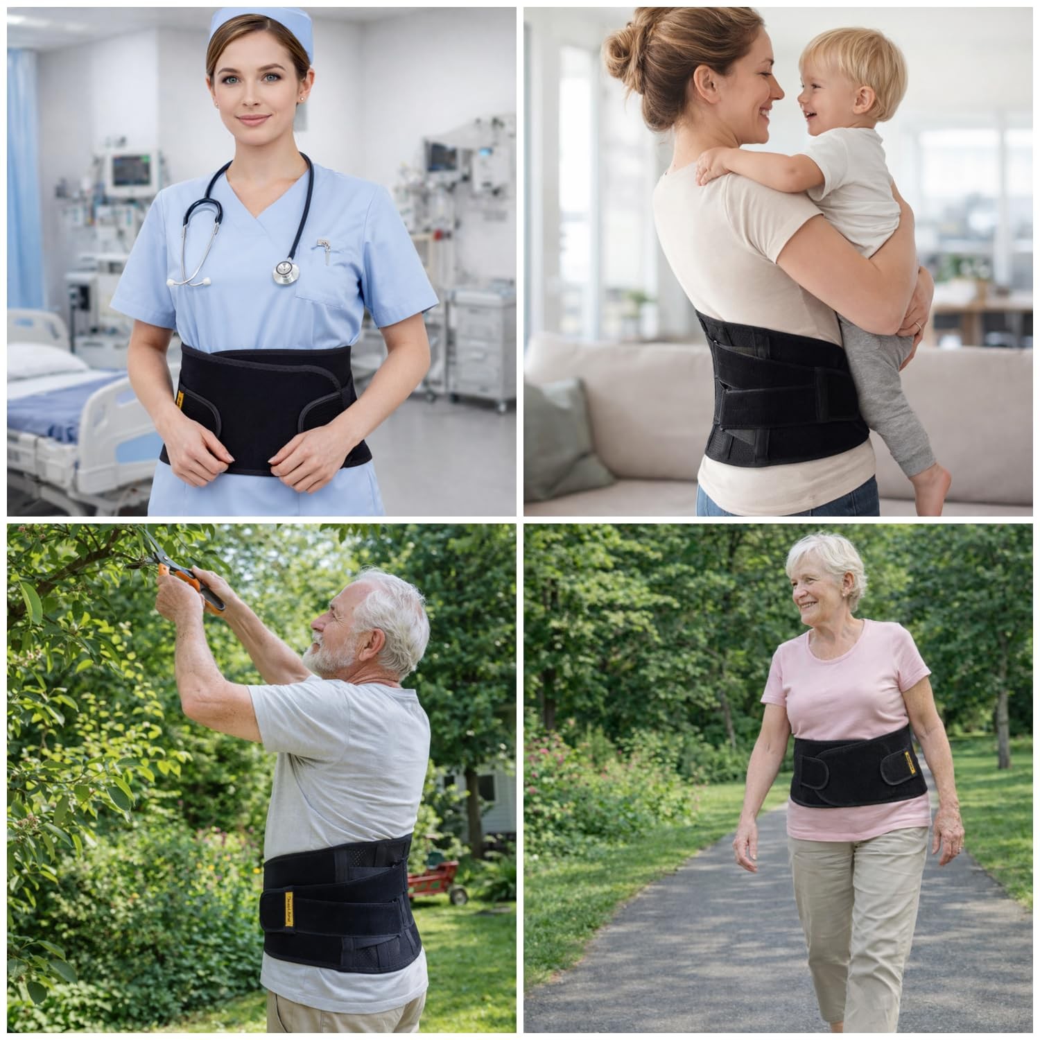 Adjustable Back Brace for Lower Pain Women and L/XL(42-51 in), Black