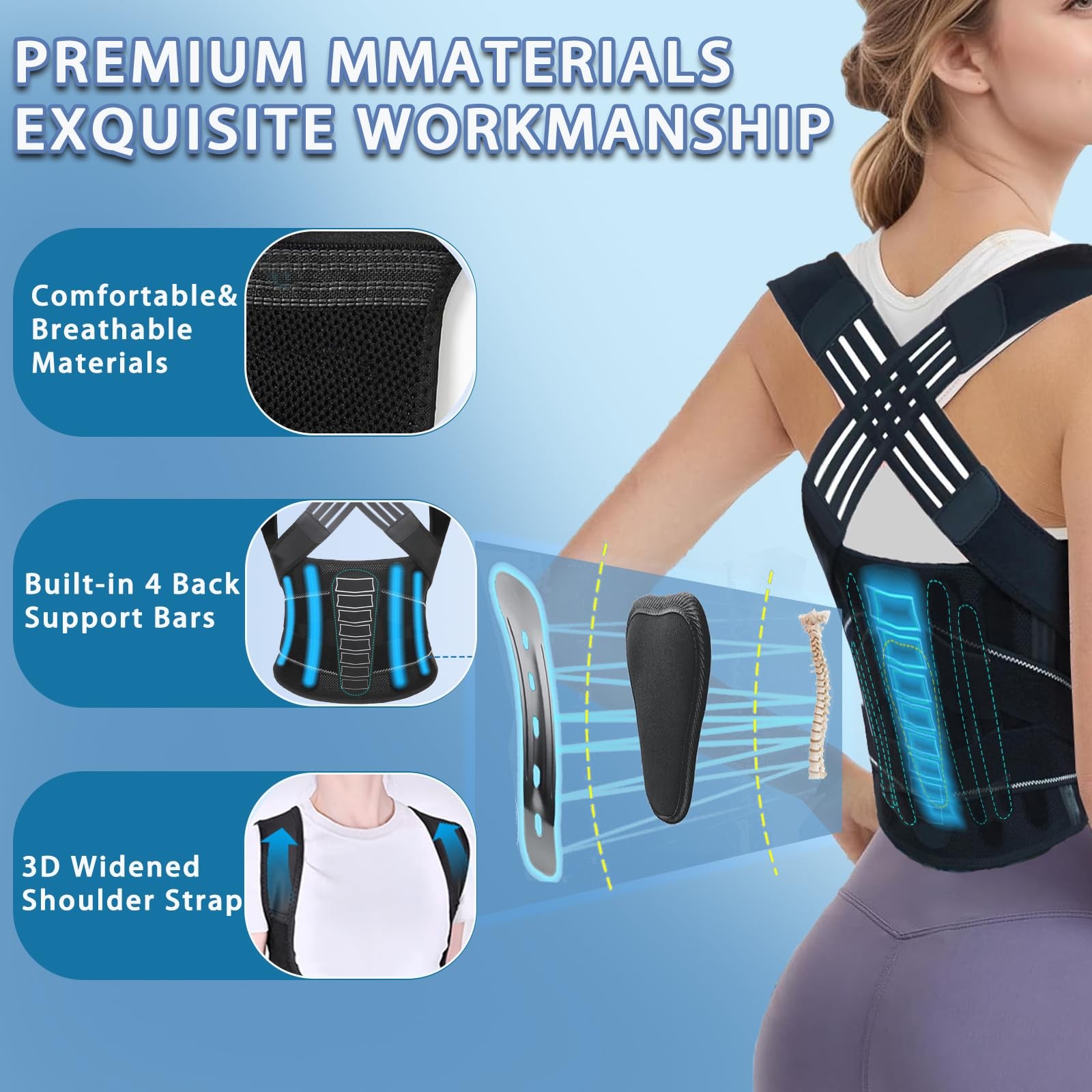 Posture Corrector for Women and Men,X-Back Brace Lower Back Support,Adjustabl…