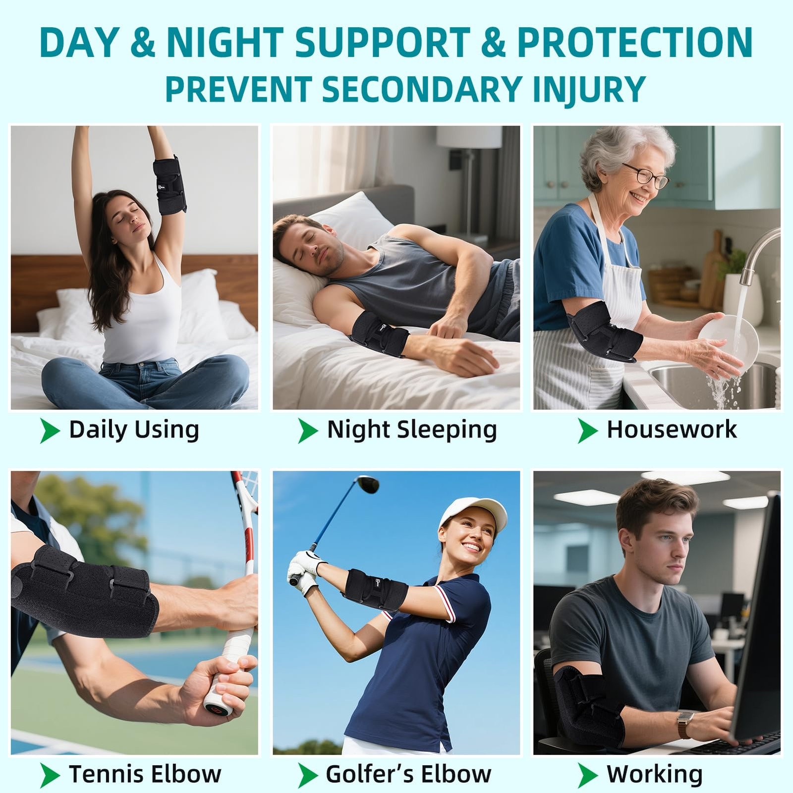 Elbow Brace for Ulnar Nerve Entrapment, Adjustable Elbow Splint w/ 4 Removabl…