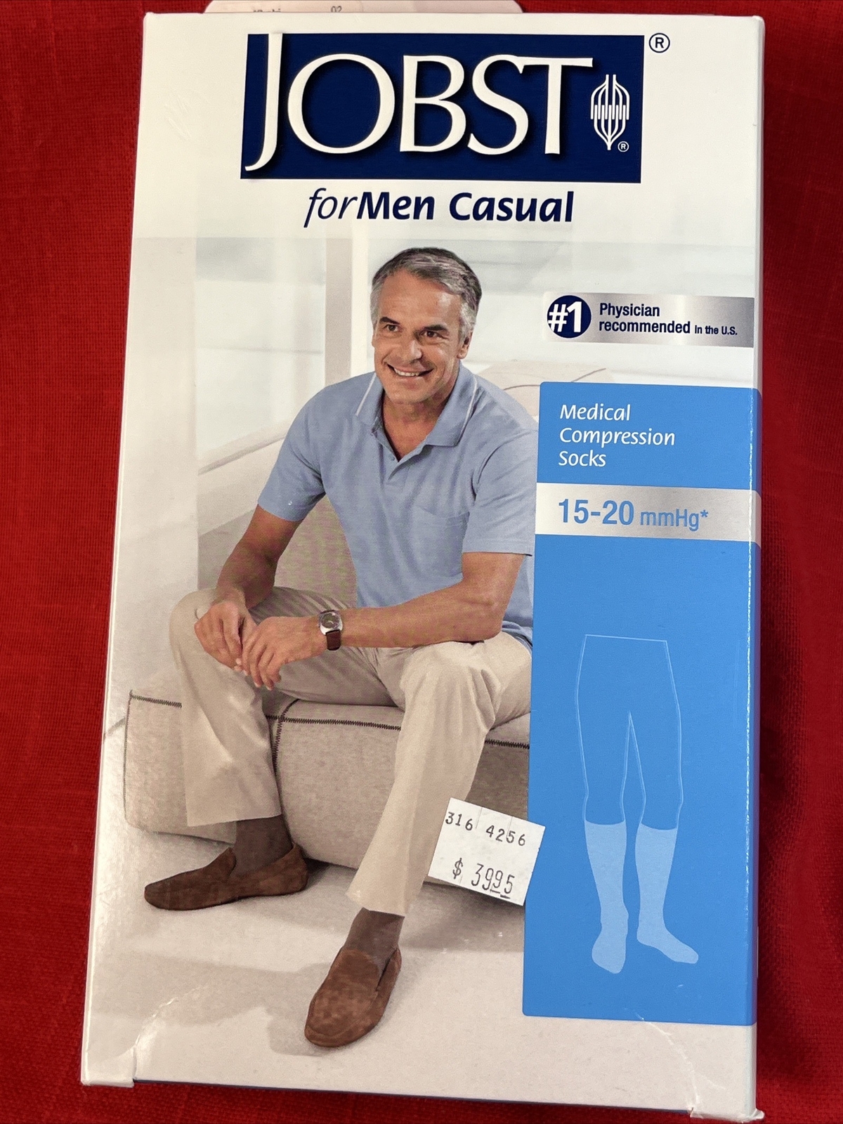 Jobst Men Mens Casual Compression Knee Socks 15-20 mmhg Support Khaki Med Tall