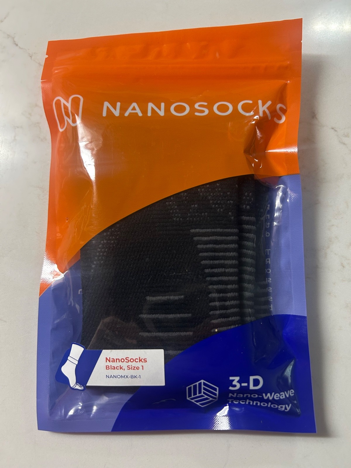 NEW Nanosocks 3D Nano-Weave Technology Black Size 1 (NANOMX-BK-1) Compression