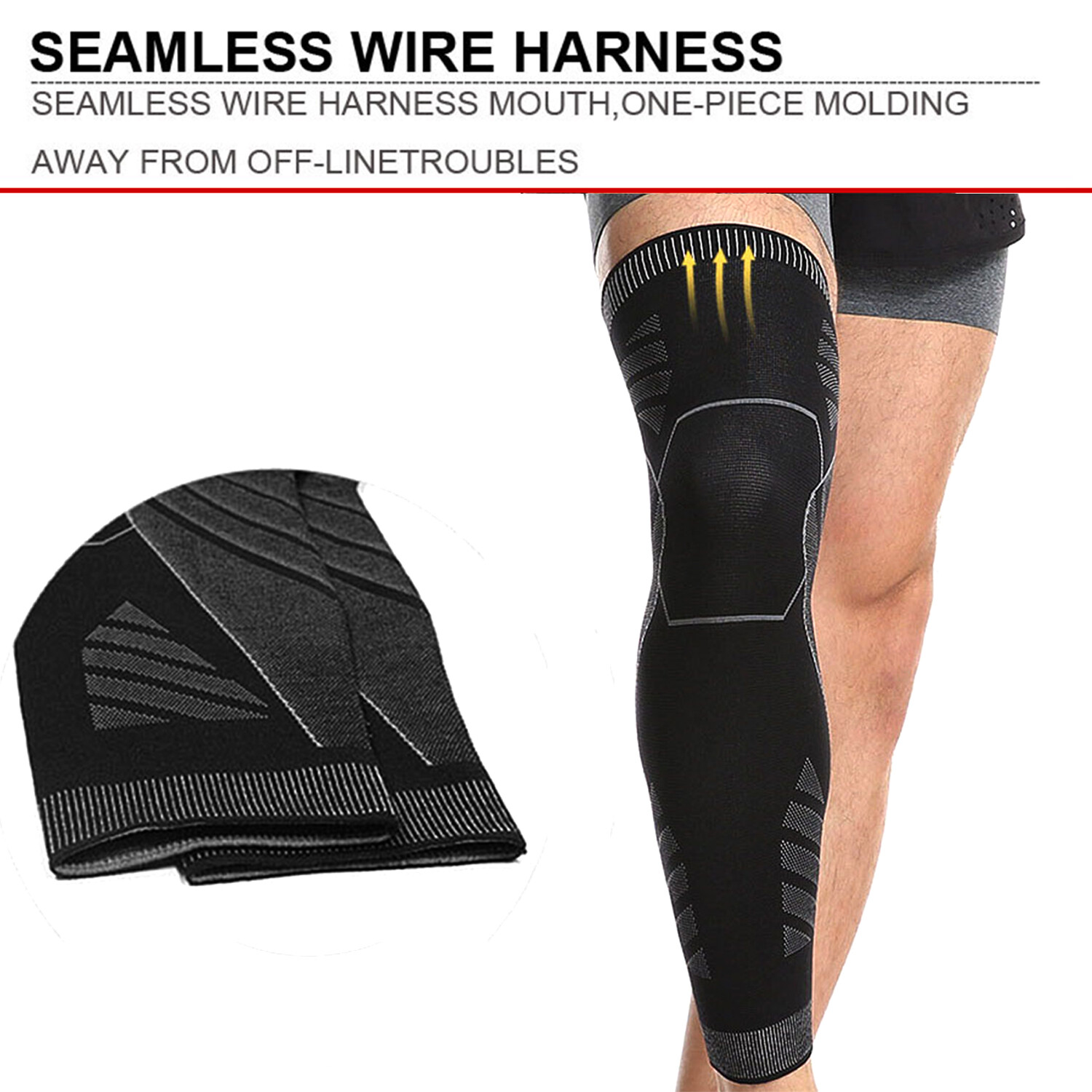 Full Leg Compression Sleeve Knee Support Brace Meniscus Tear Arthritis Pain Gym