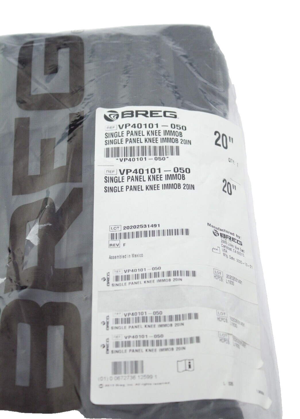 NEW – BREG 20″ Single Panel Knee Immobilizer – VP40101-050 (One size fits most)