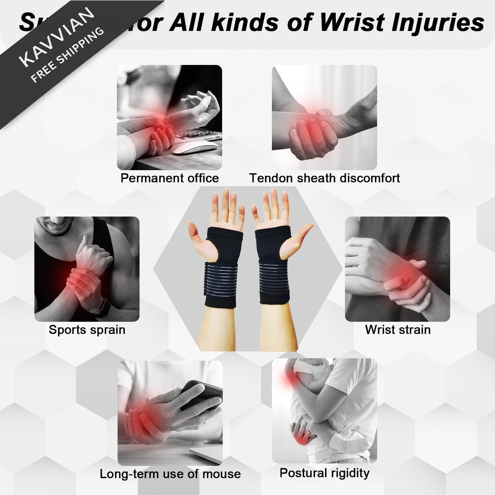 WOXVM 2 Pack Wrist Brace, Compression Support Splint for Women Men,…
