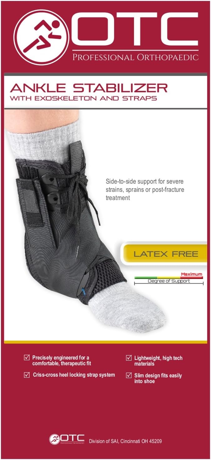 OTC Ankle Stabilizer, Exoskeleton Support, Heel Locking Straps, Large