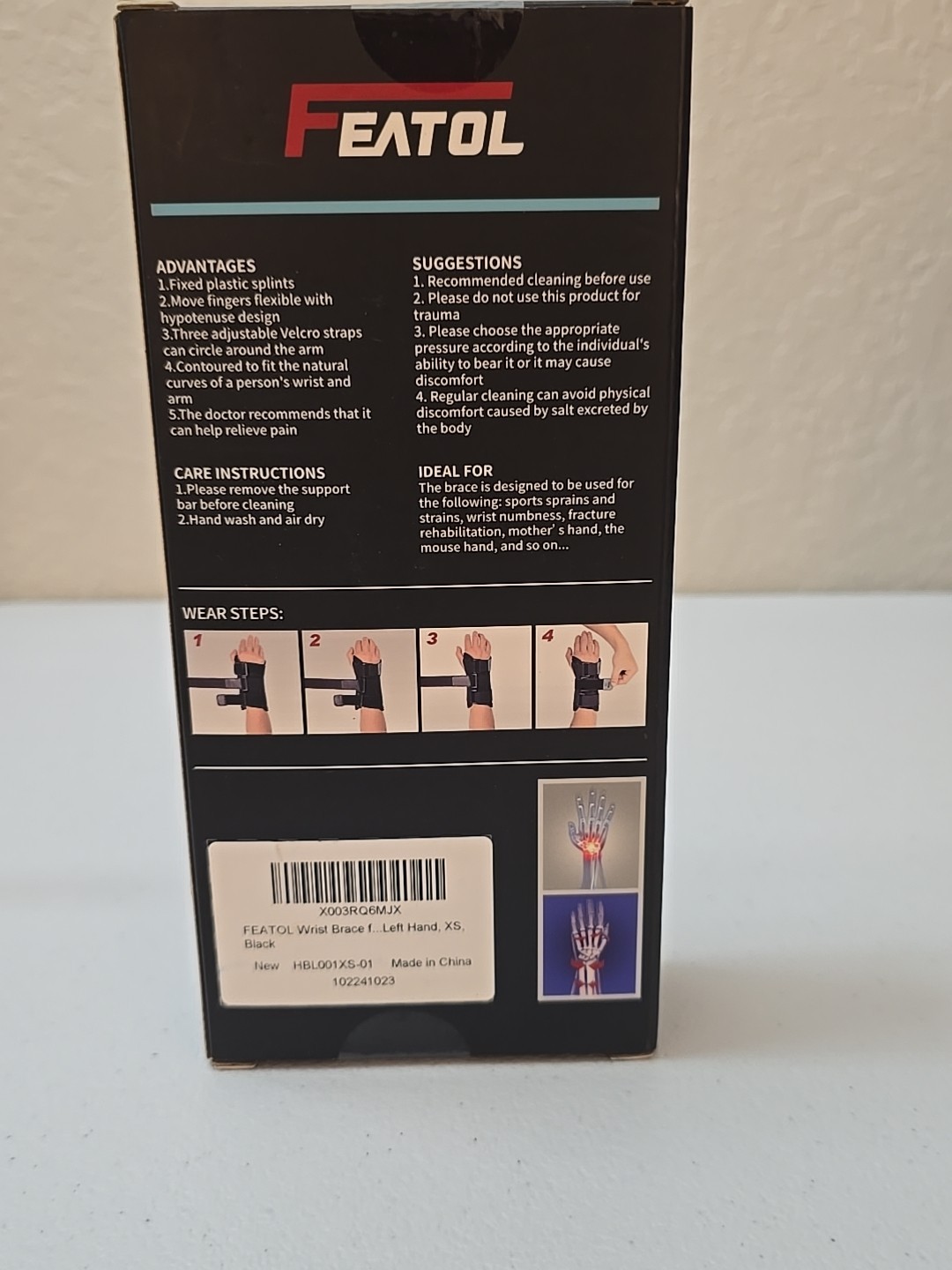 Featol Left Hand XS (xsmall) Adult Wrist Brace New