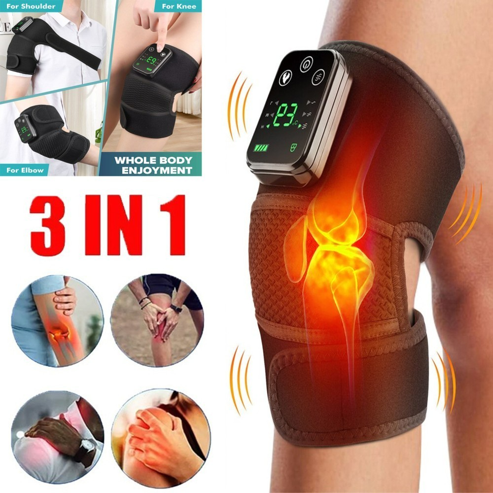 3 Level Electric Heated Vibration Knee Joint Brace Shoulder Massager Pain Relief