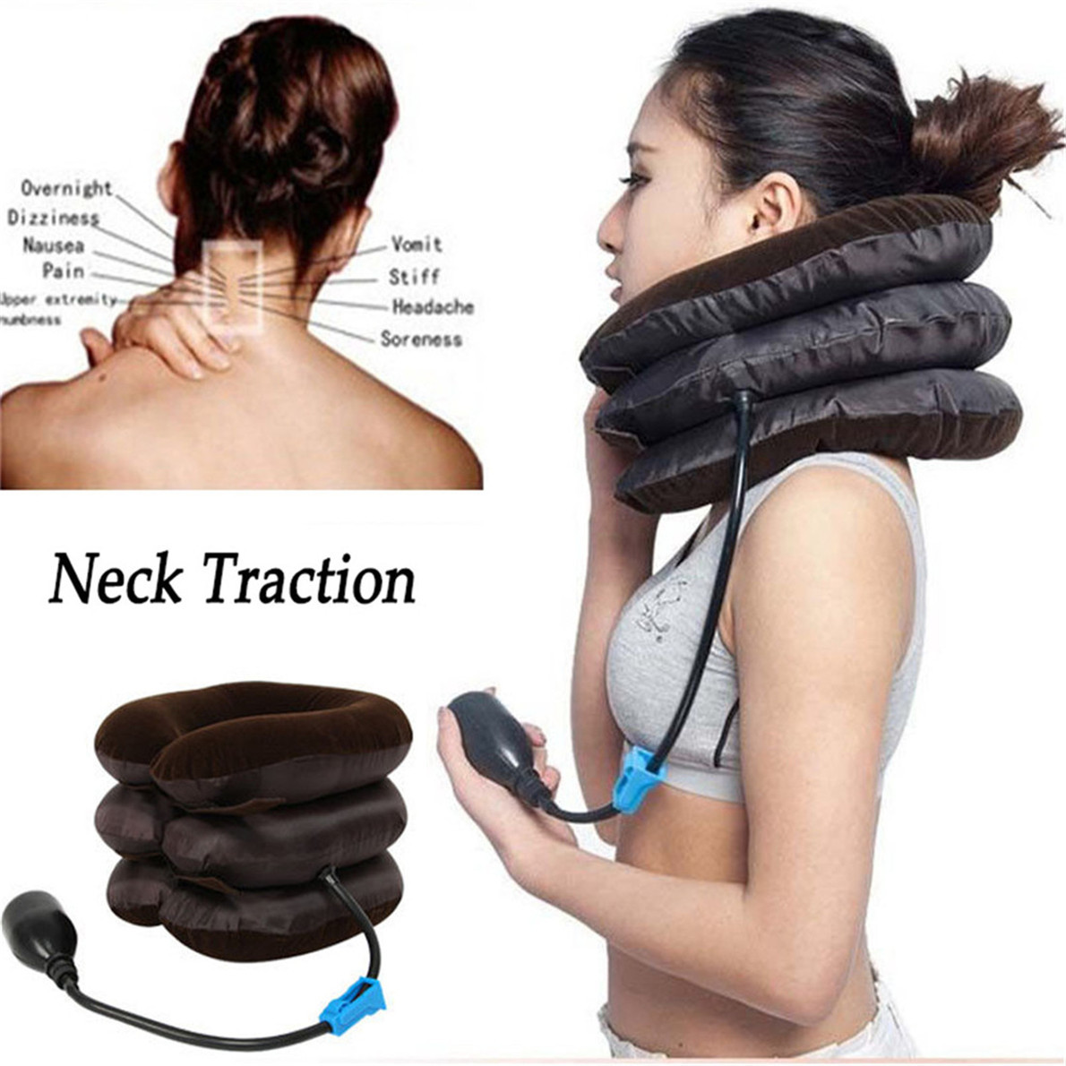 Massager Neck Brace Support Cervical Collar Air Traction Therapy Device JQ