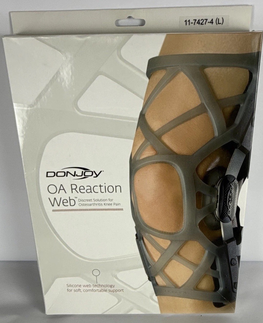 DonJoy OA Reaction Web Knee Brace for Osteoarthritis Size L Gray 11-7427-4