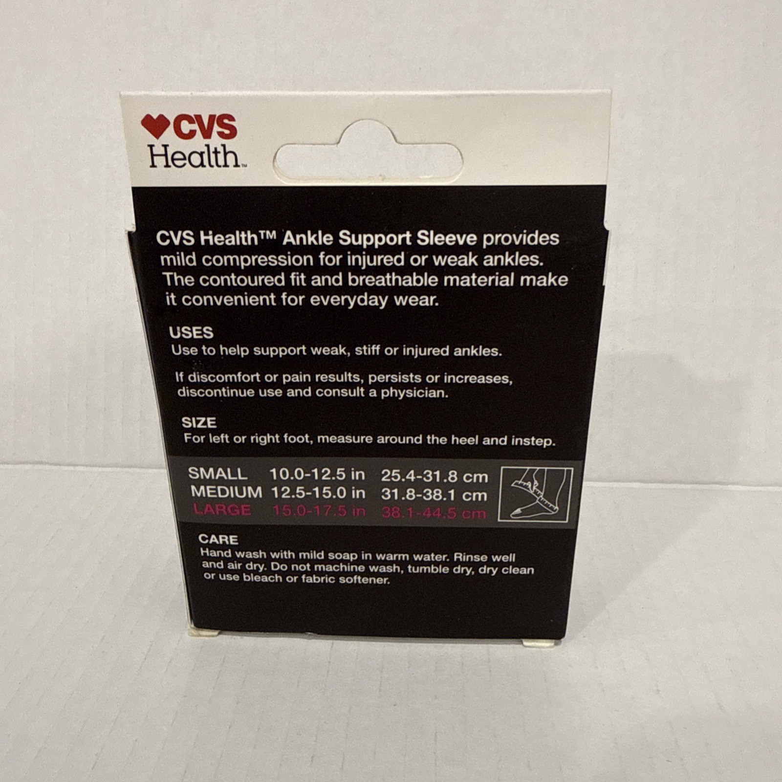 Ankle Support Sleeve Size Large Mild Compression Support NEW CVS Health