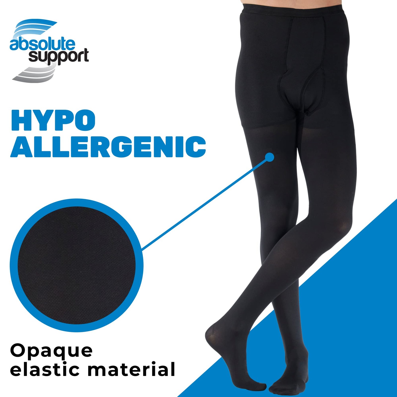 Made in USA – Opaque Graduated Compression High Waist Stockings for Men 20-30…