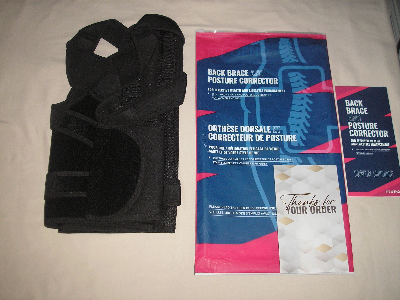 NEW! Fit Geno 2 in 1 Back Brace and Posture Corrector Unisex MEDIUM
