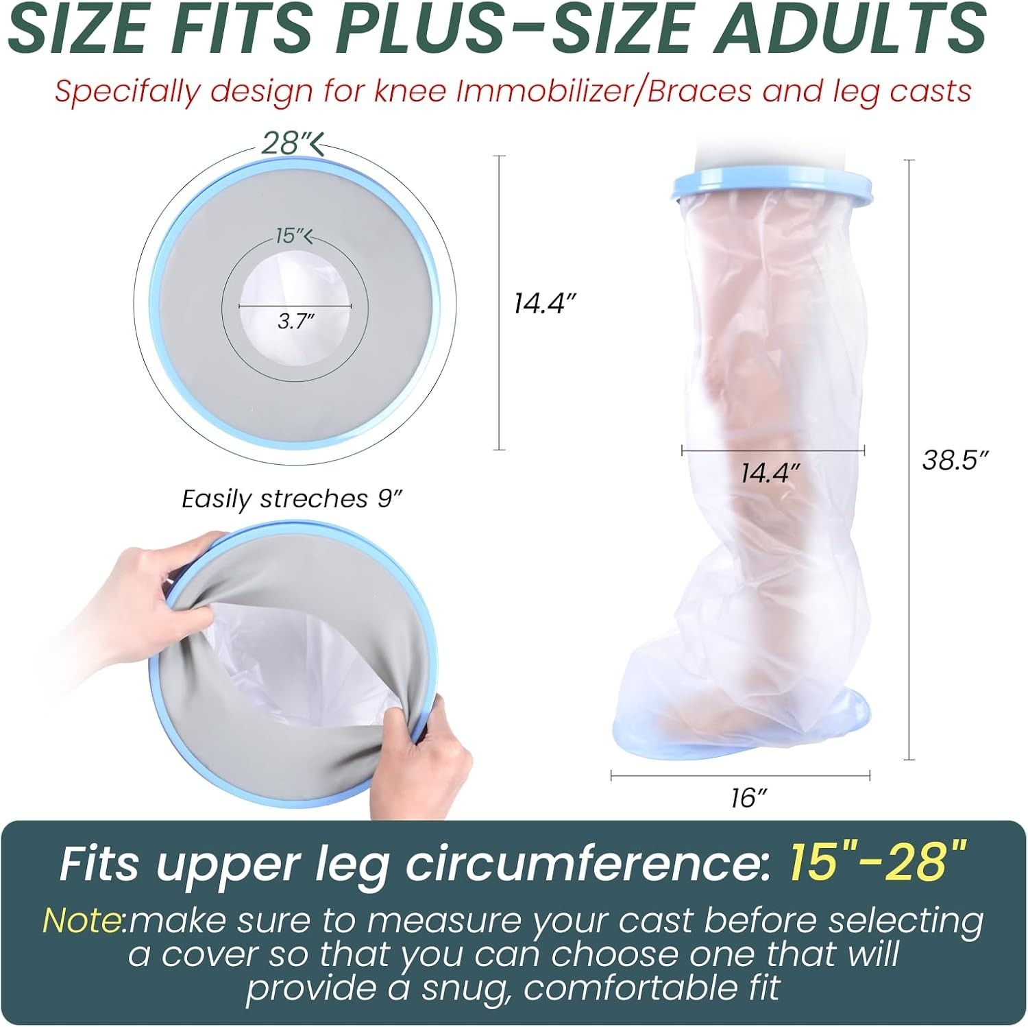 Durable TPU Shower Foot Protector – Extra Large Leg Cast Cover for Comfort