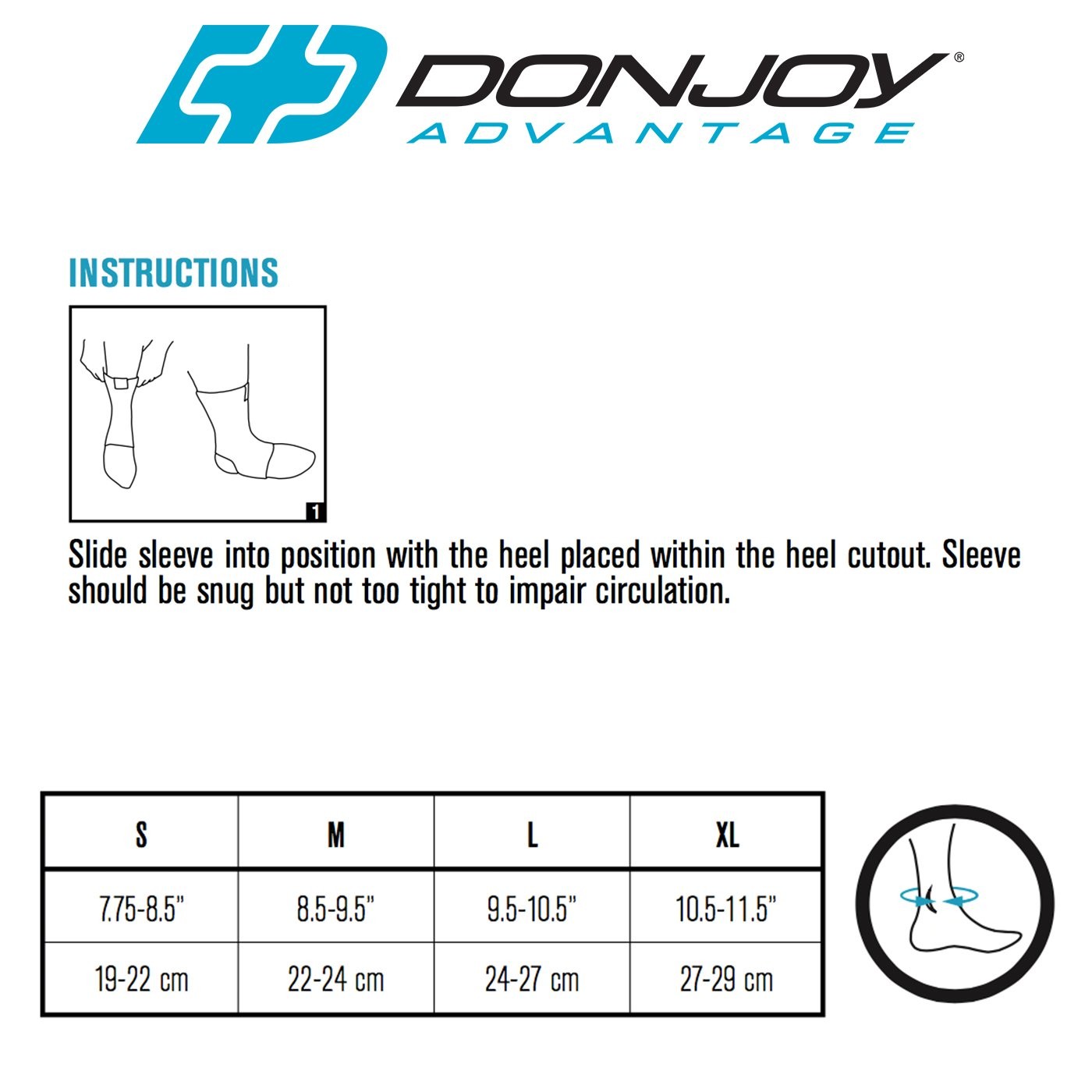 DonJoy Advantage Elastic Ankle Sleeve for Large fits 9.5″-10.5″, Black