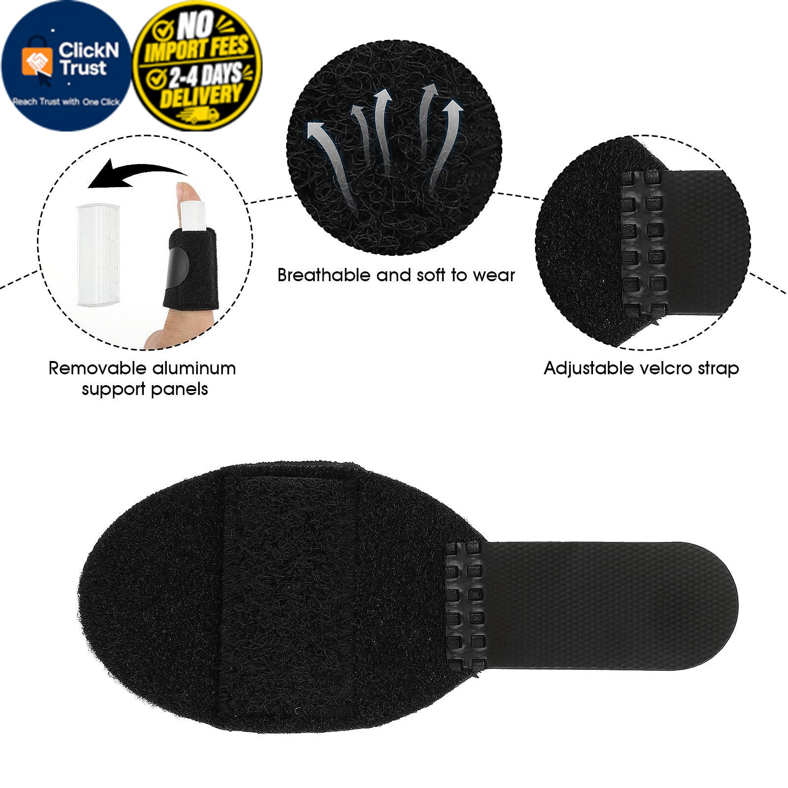 DIVINA VITAE 5PCS Trigger Finger Splints, Thumb Brace One Size, Black