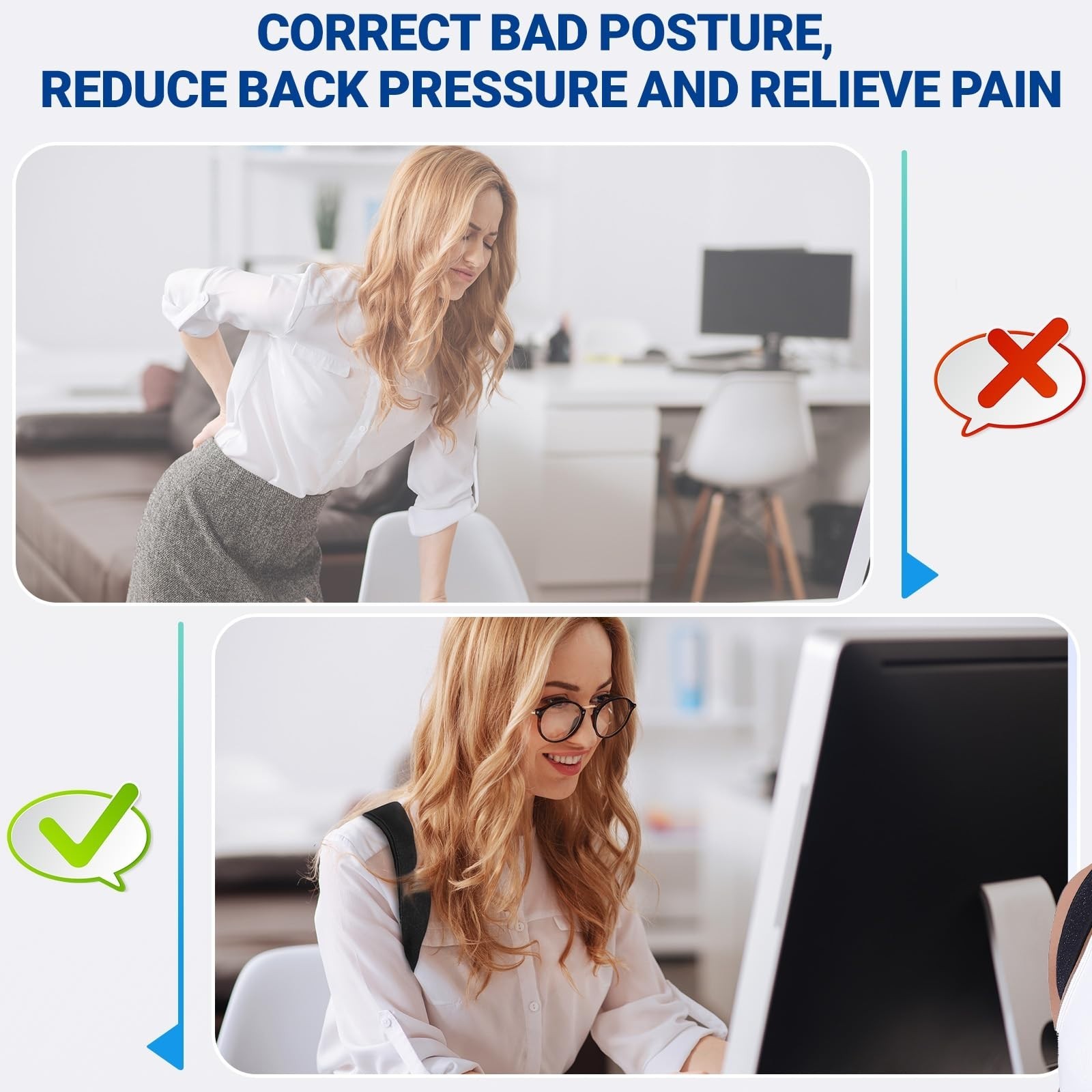2PCS Adjustable Posture Corrector Brace for Men & Women – Back, Neck & Shoulder