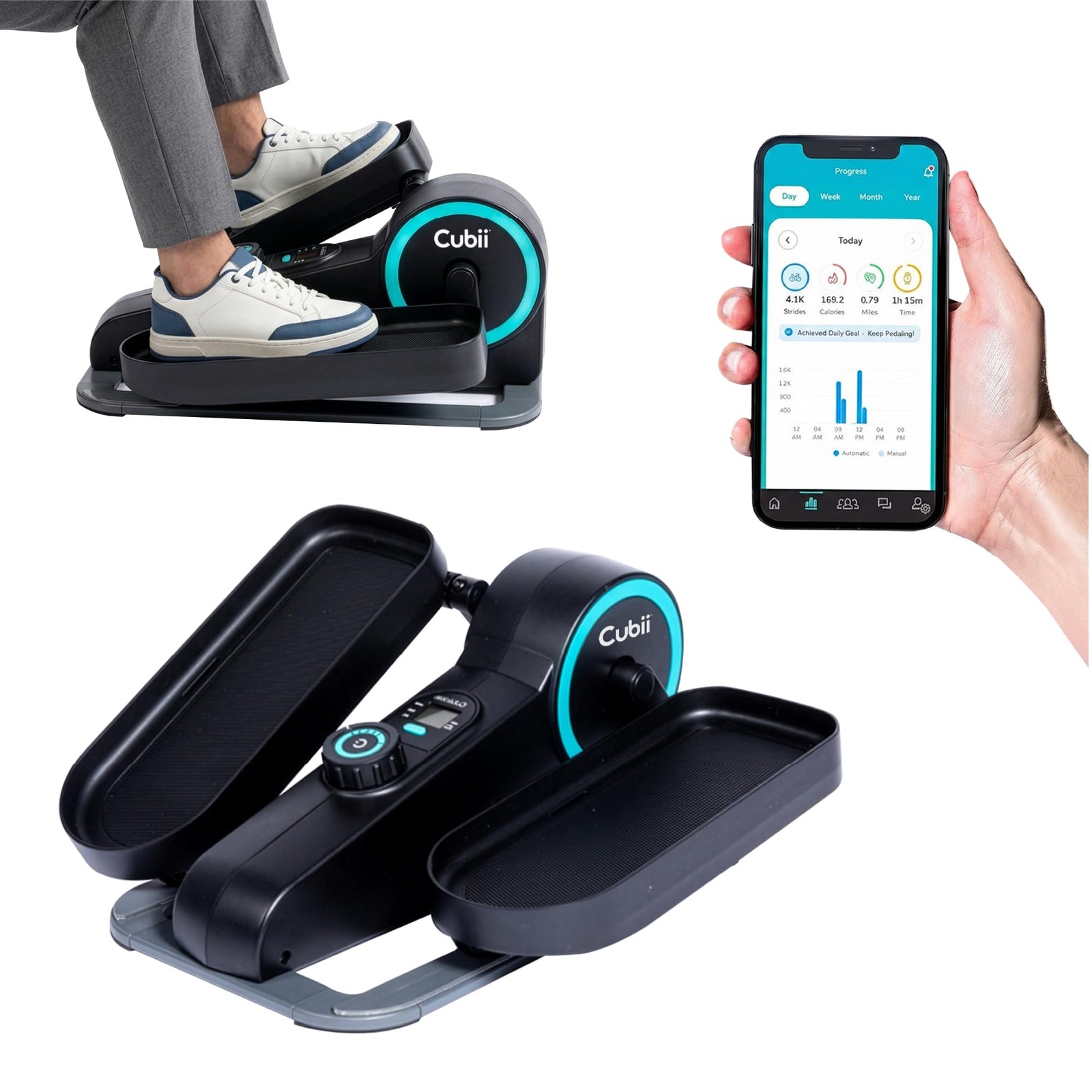Cubii Move – Under Desk Elliptical Bike Pedal Exerciser Portable Seated Aqua