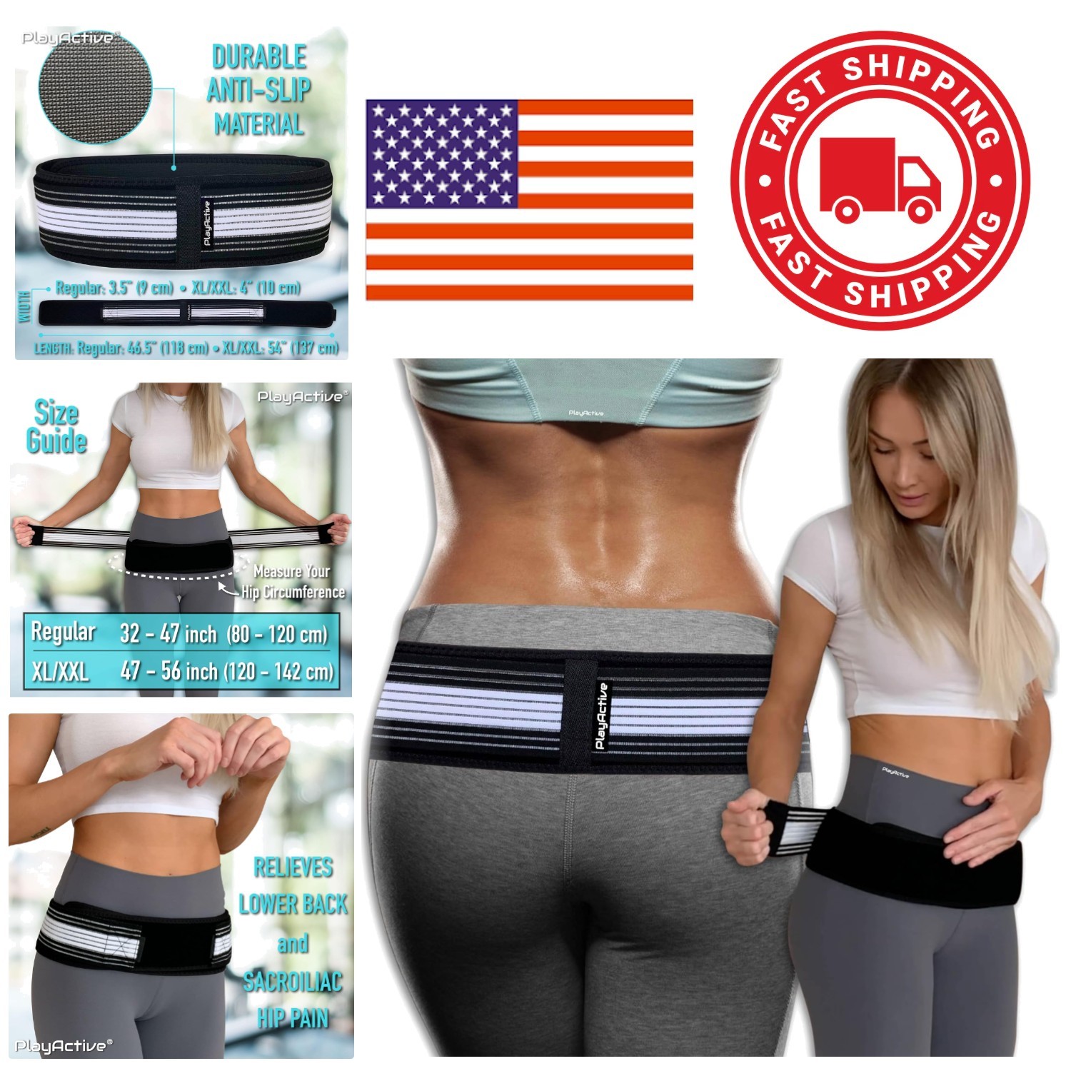 Durable Sacroiliac Belt Regular Size Lightweight Easy to Use for Pain Relief