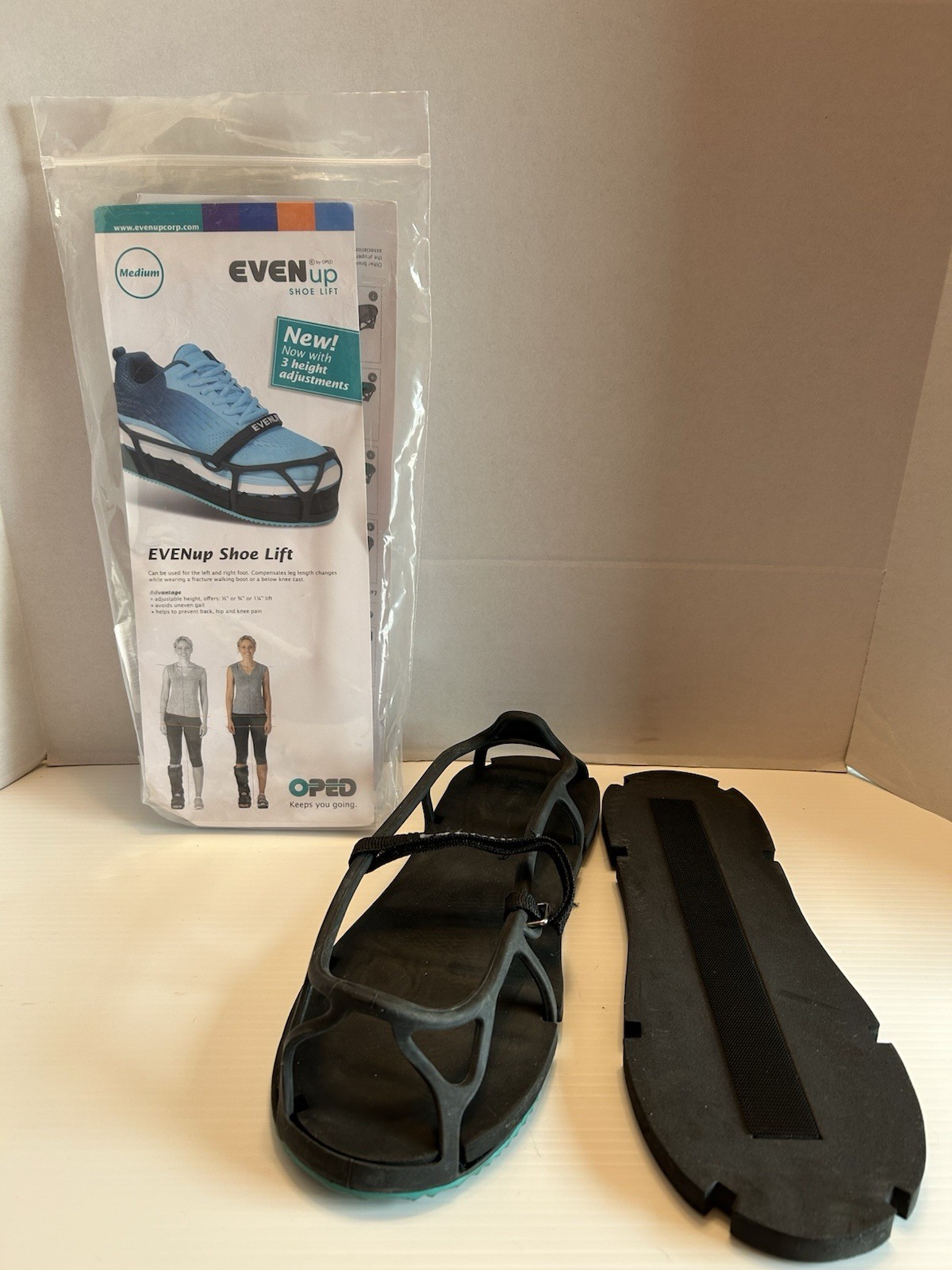 SOFTGAIT AIR WALKER SHORT BOOT MEDIUM AND EVENUP SHOE LIFT MEDIUM