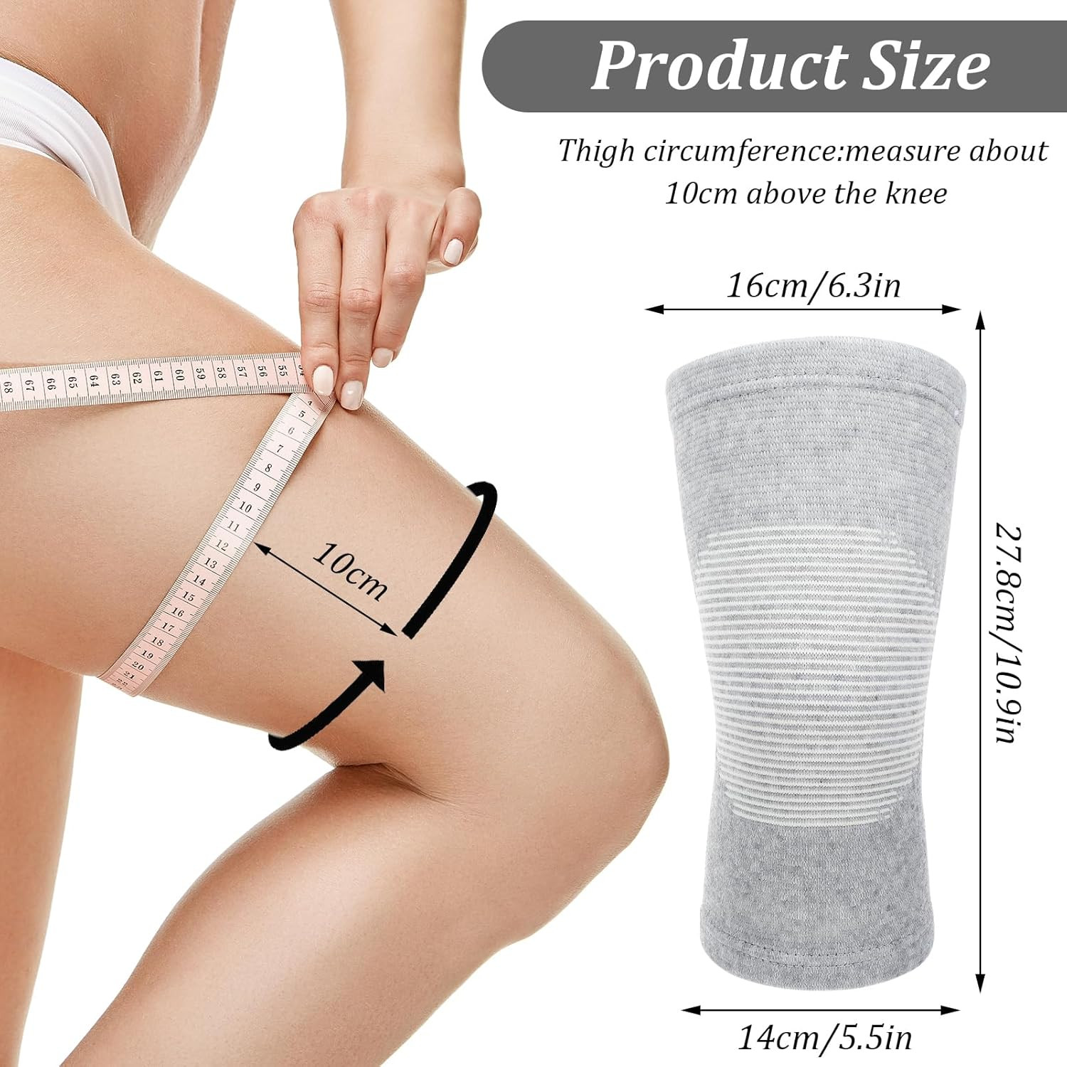 Bamboo Knee Sleeve Compression Knee Brace Elastic Support Breathable Knee Pads L