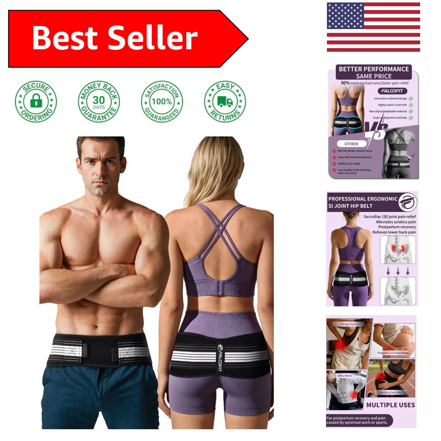 Adjustable Sacroiliac Belt for Men & Women – Pain Relief for Hip & Lower Back