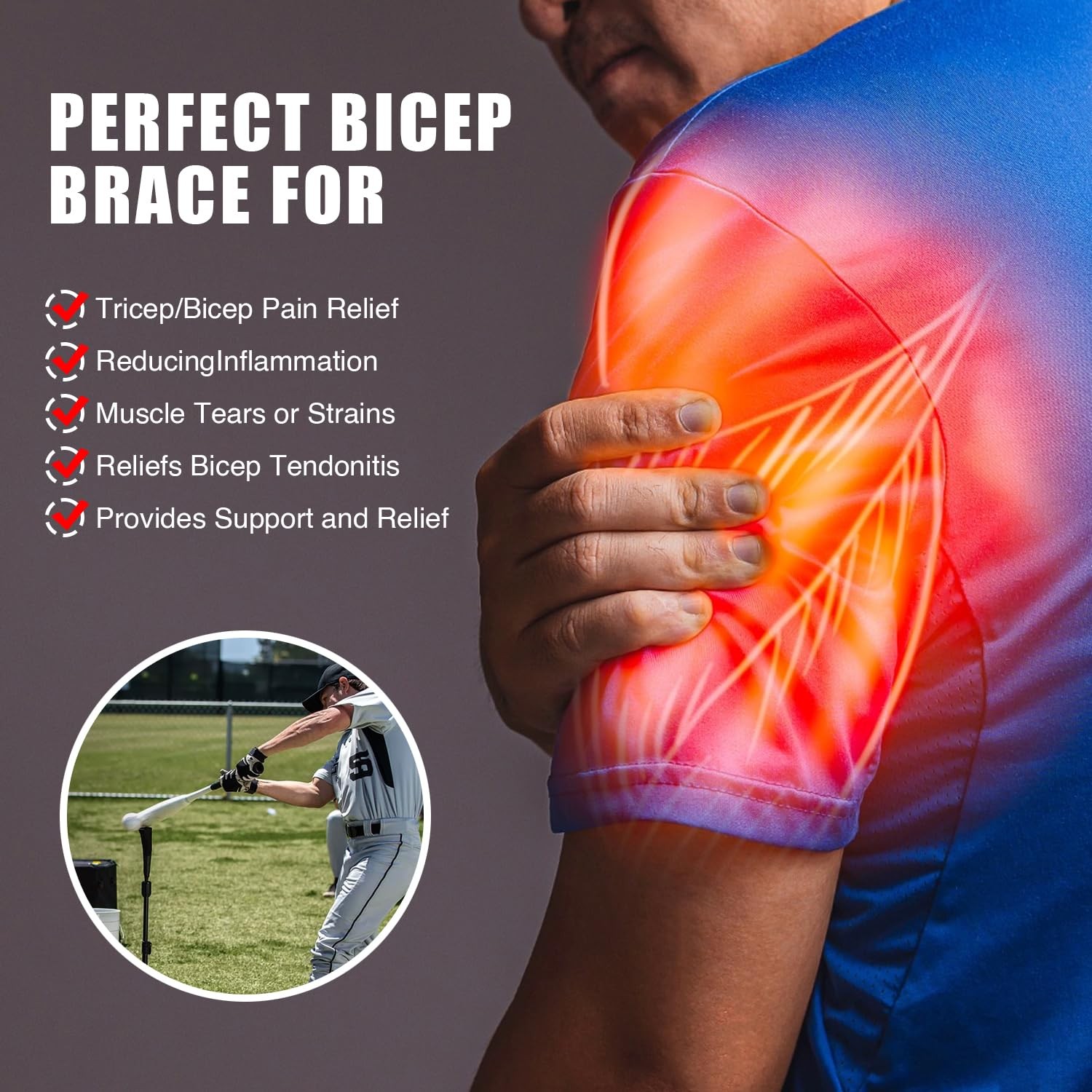 Bicep Tendonitis Brace Tricep Upper Arm for Men and X-Large, Black