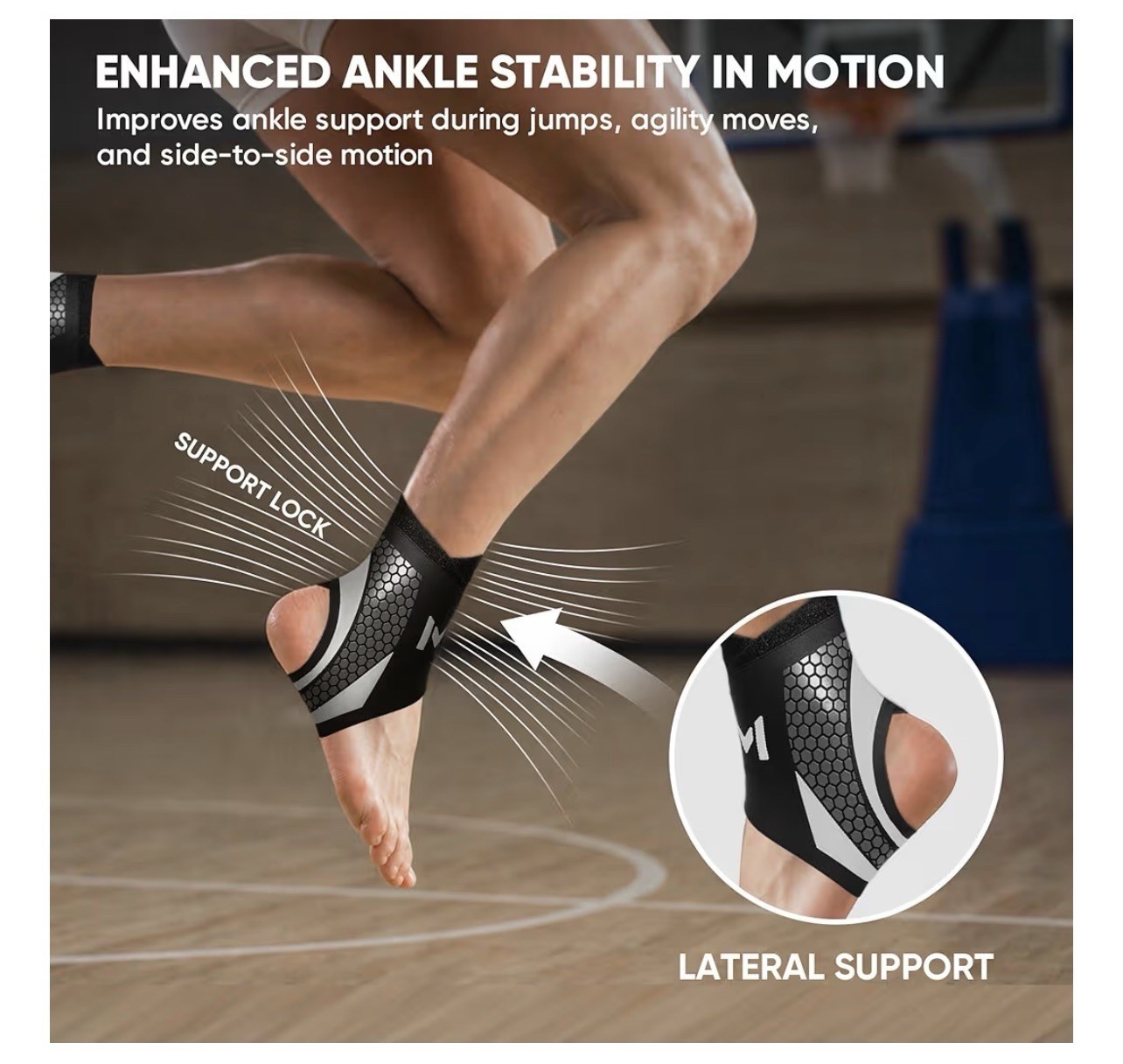 2 Pack Ankle Brace Compression Support for Men Women, Adjustable Lace-Up