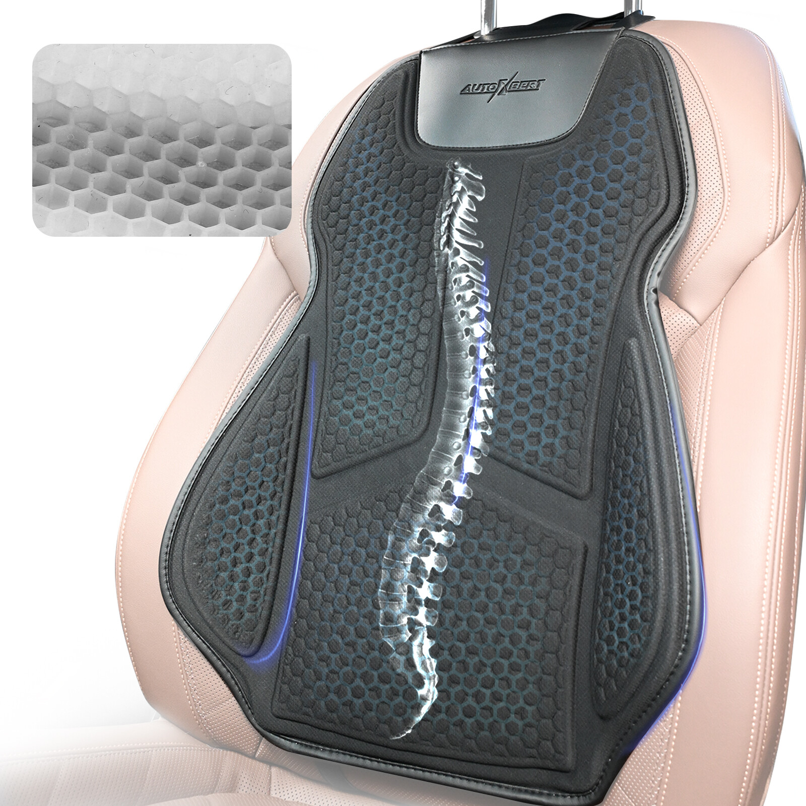 Car Gel Honeycomb Seat Back Pillow Lumbar Support Cushion Back Pad Protector