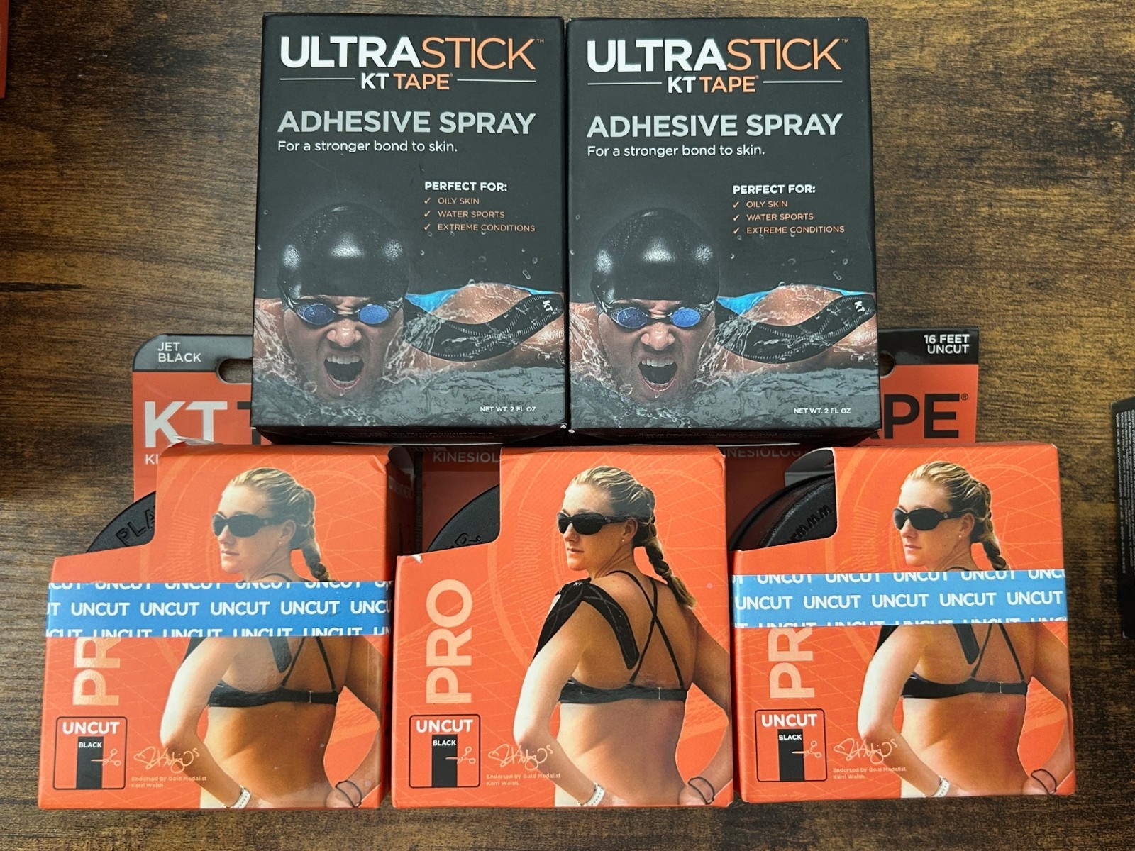 3 KT Tape Pro 16 ft Uncut Kinesiology Therapeutic – Black & Ultrastick Adhesive