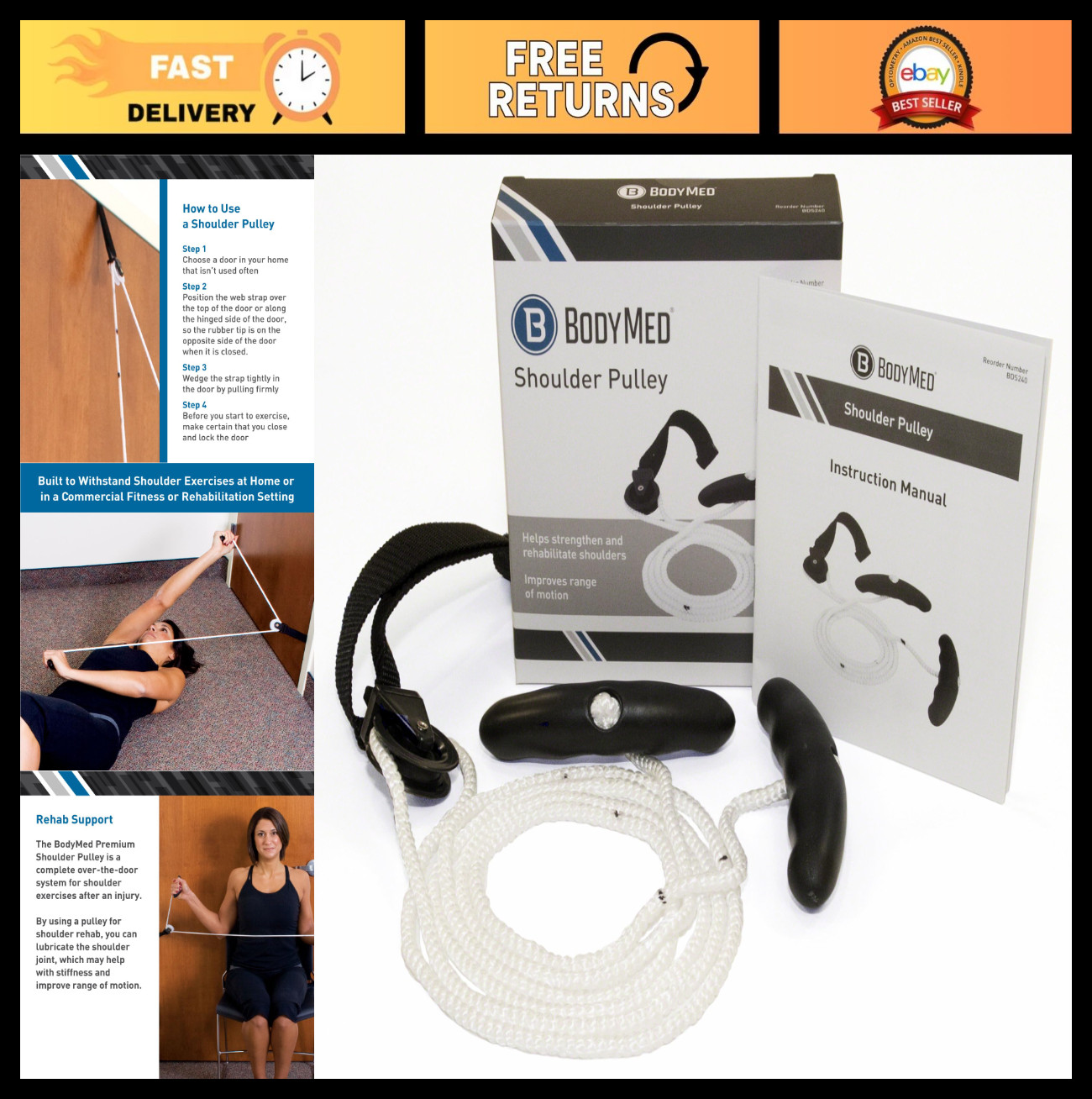 Shoulder Pulley Rehab System – Over-The-Door Physical Therapy Equipment for Exer