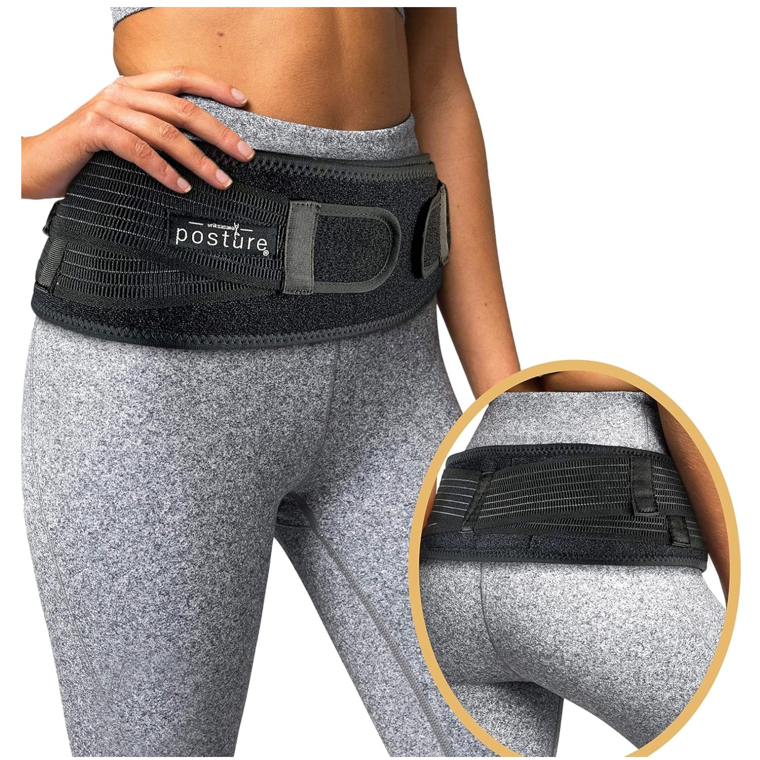 SI Joint Belt for Hip Pain Relief | Trochanter Brace, Black