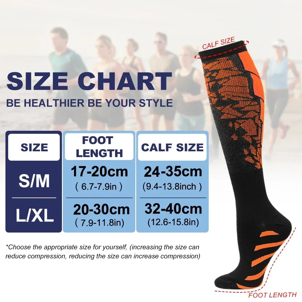 1Pair Compression Socks for Men Women 15-20 mmHg Support for Running Nurses Flig