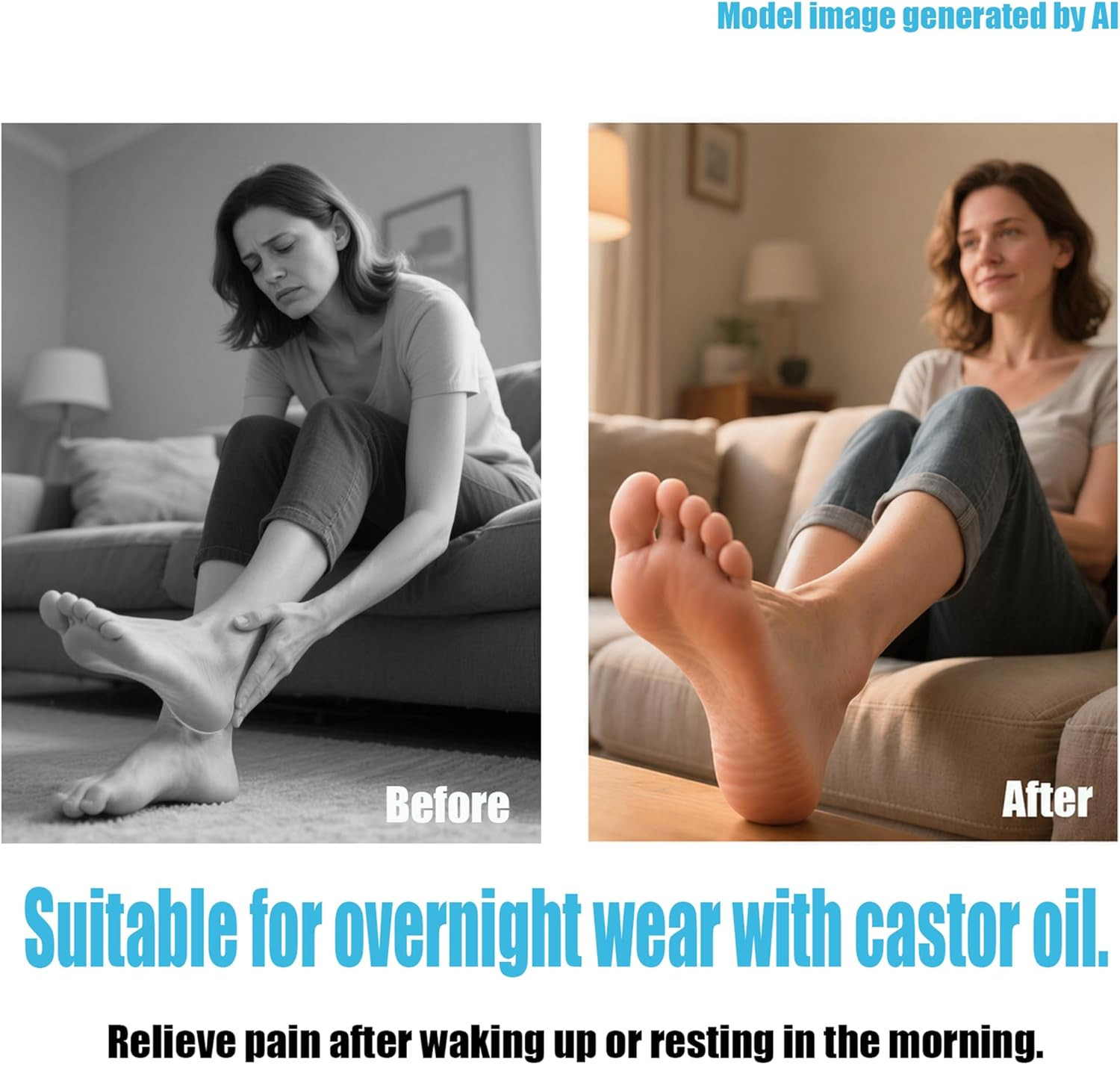 Castor Oil Pack Wrap for Foot, Castor Oil Moisturizing Heel Socks, for Plantar F