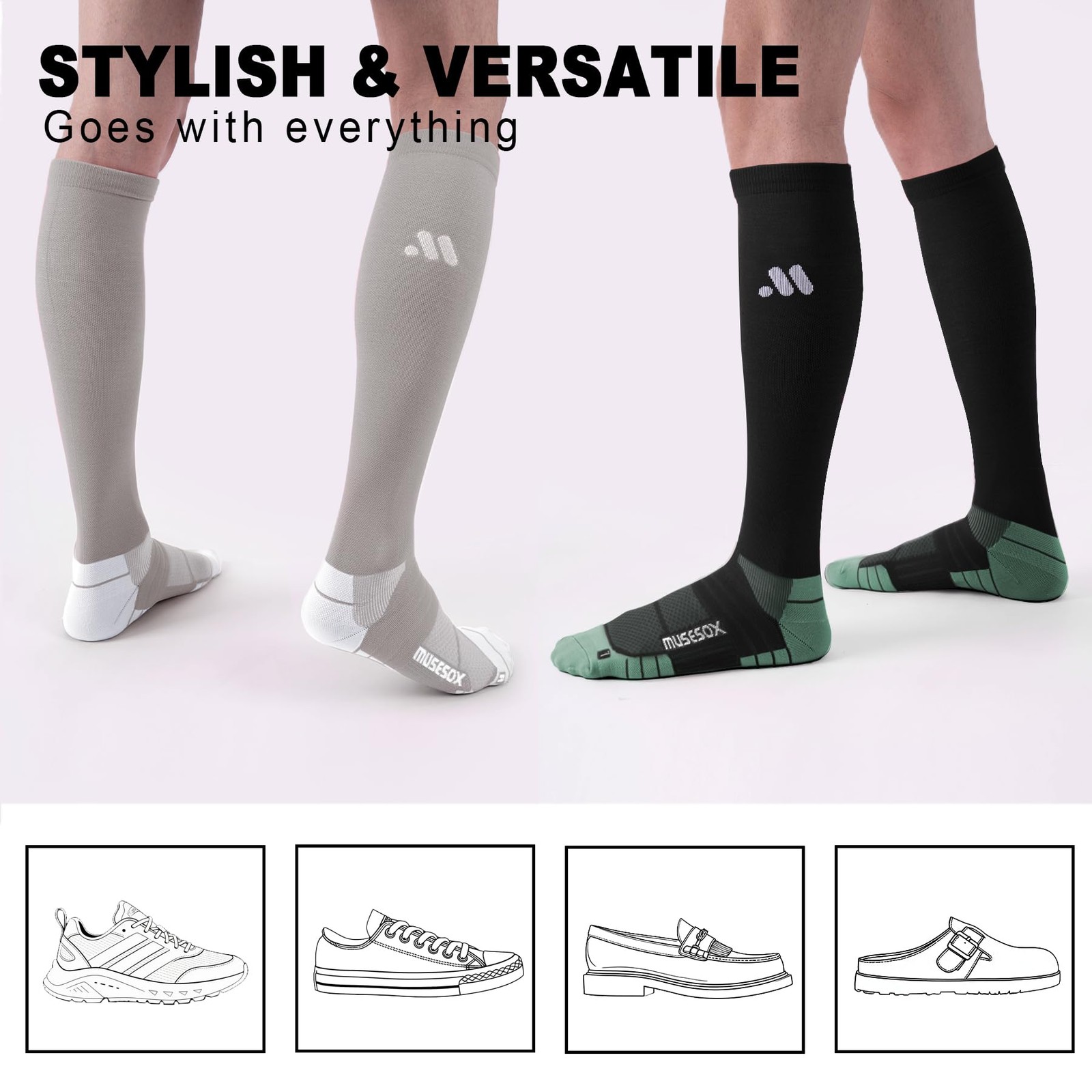 Compression Socks for Women and Men,Knee High 15-20mmHg Graduated Support(3 P…