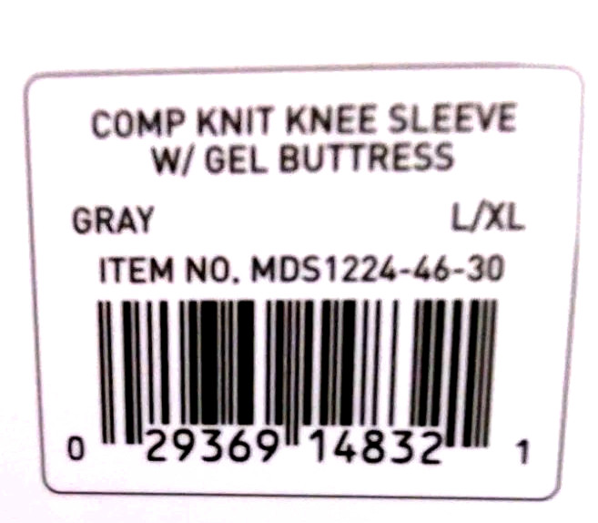 McDavid Sz L/XL Sport Compression Knit Knee Sleeve with Gel Buttress Unisex Gray
