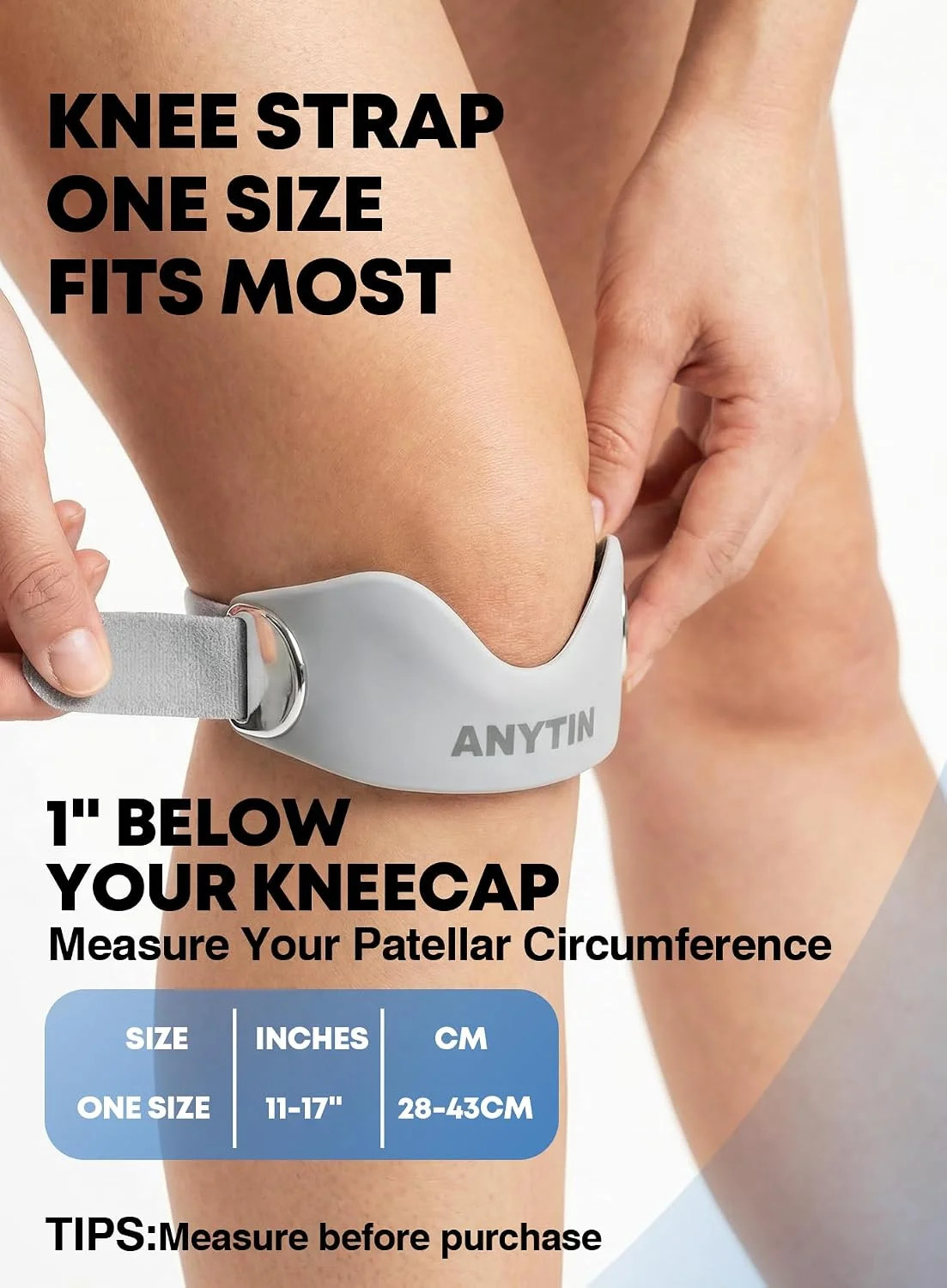 Silicone Patellar Tendon Support Strap 2 Pack, Knee Brace for Women & Men