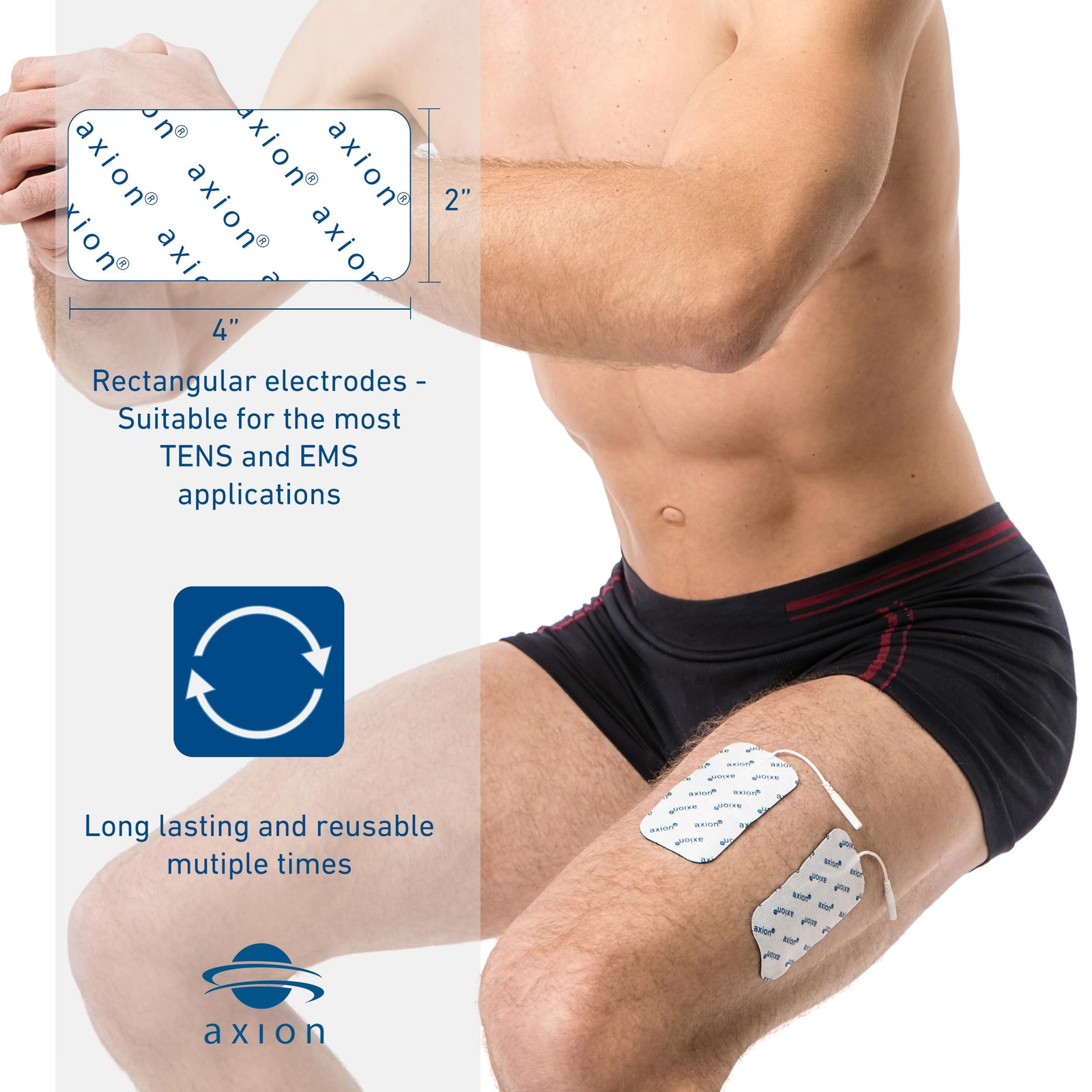 16 Large TENS Unit Electrode Pads 4×2” – Replacement Pads with 2mm Pin Conne…