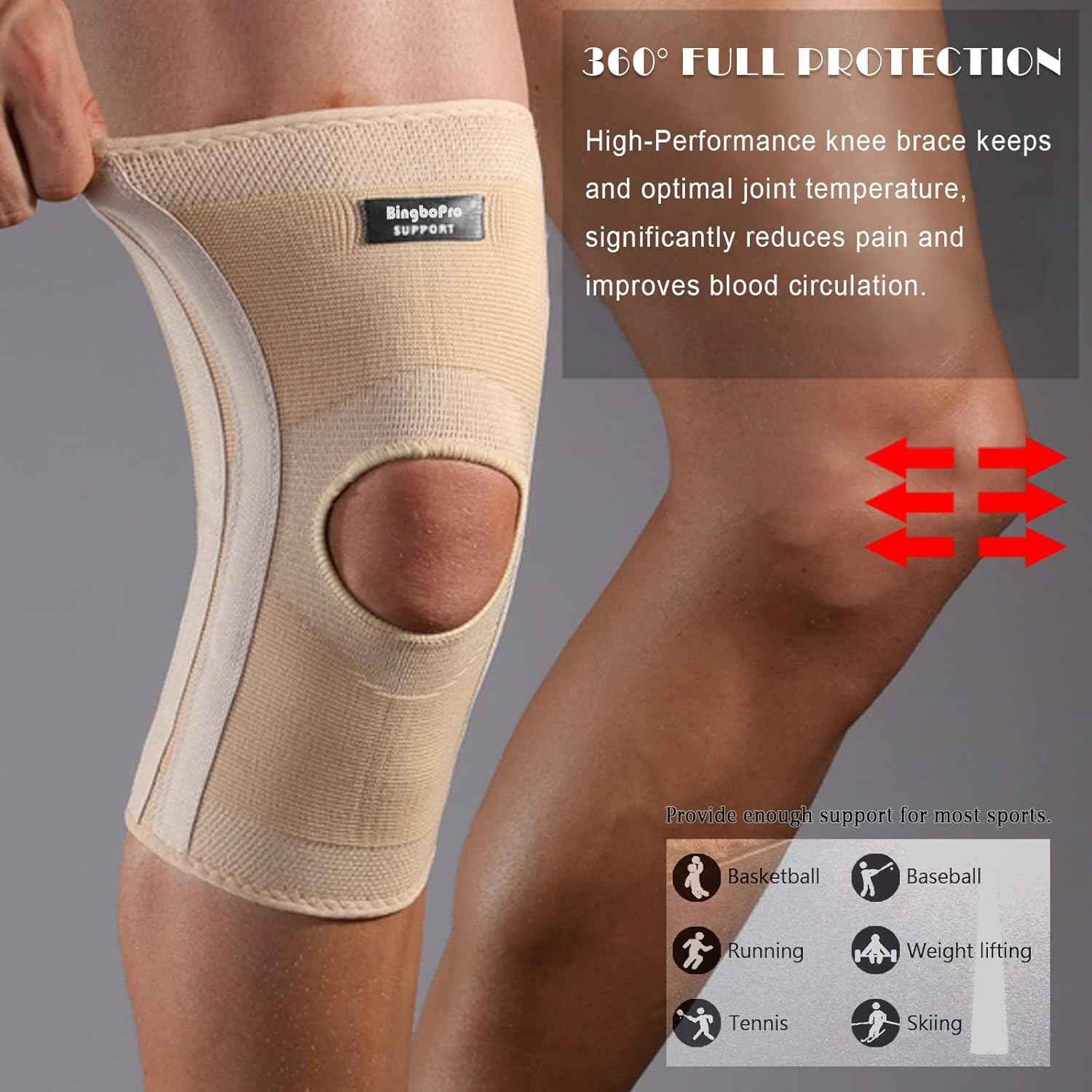 Professional Knee Brace with Stabilizer for Men Women,Compression Knee Sleeve Su