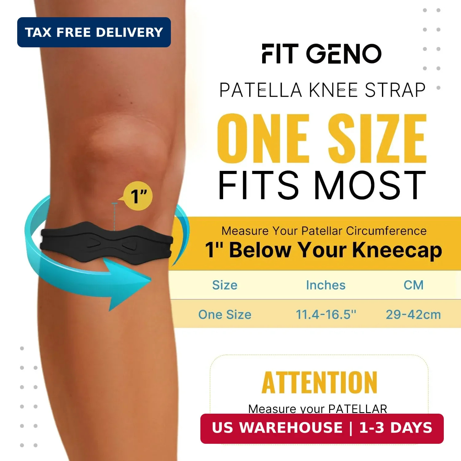 Fit Geno Knee Strap Patella Support: Knee Band for Patellar Tendon Pain Relief –