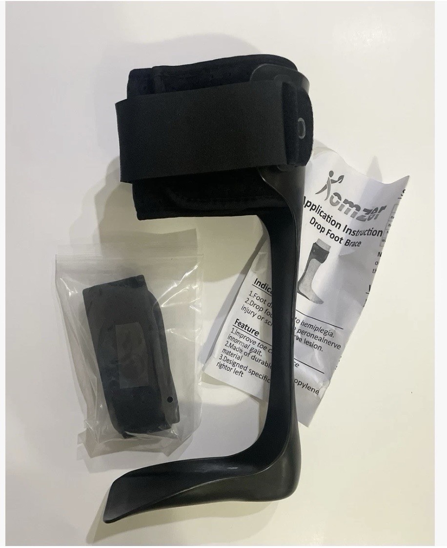 Komzer AFO Drop Foot Brace Ankle Foot Orthosis Support M-Right Black