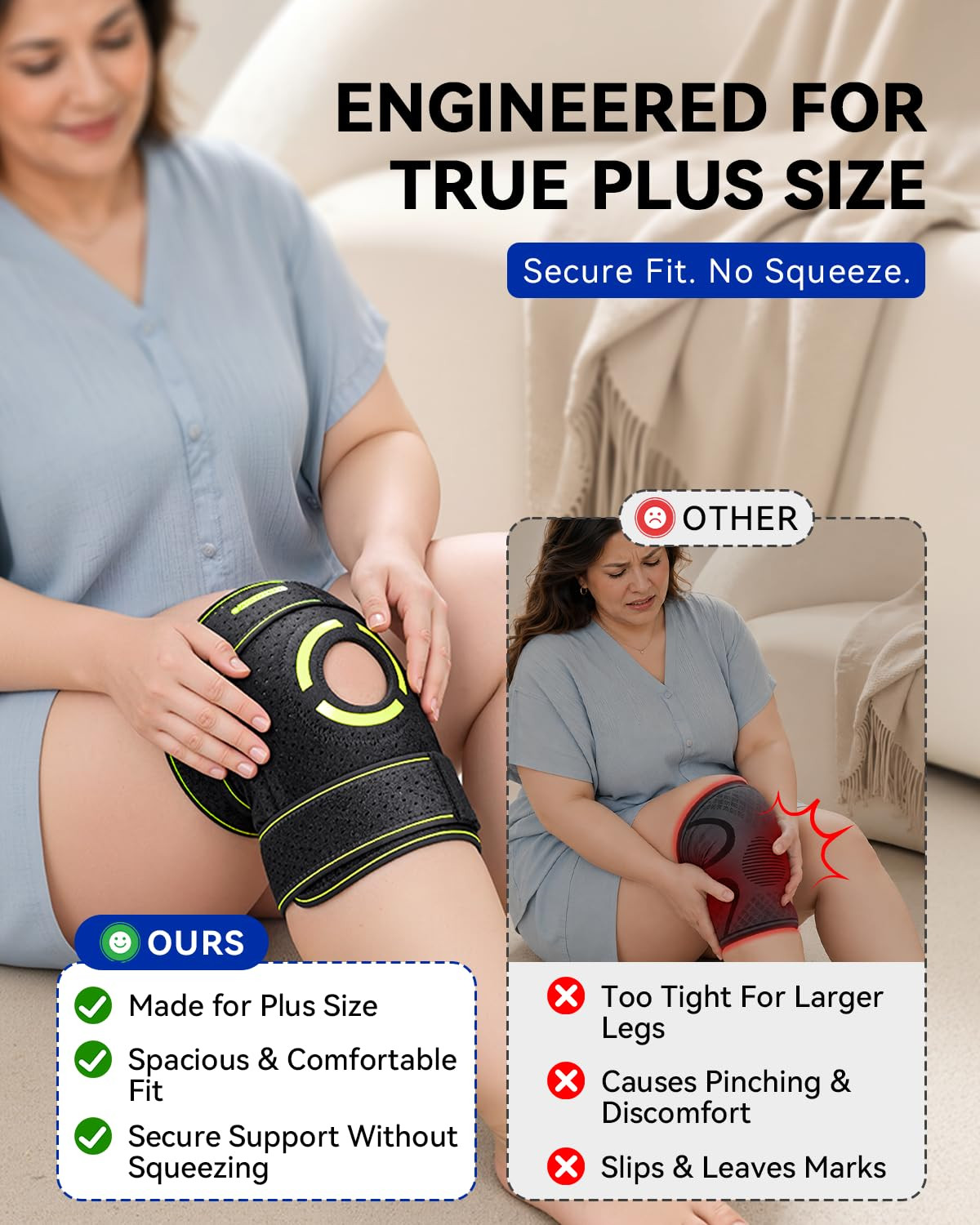 Knee Brace for Women plus Size,Meniscus Knee Brace with Side Stabilizers | 3 Ant