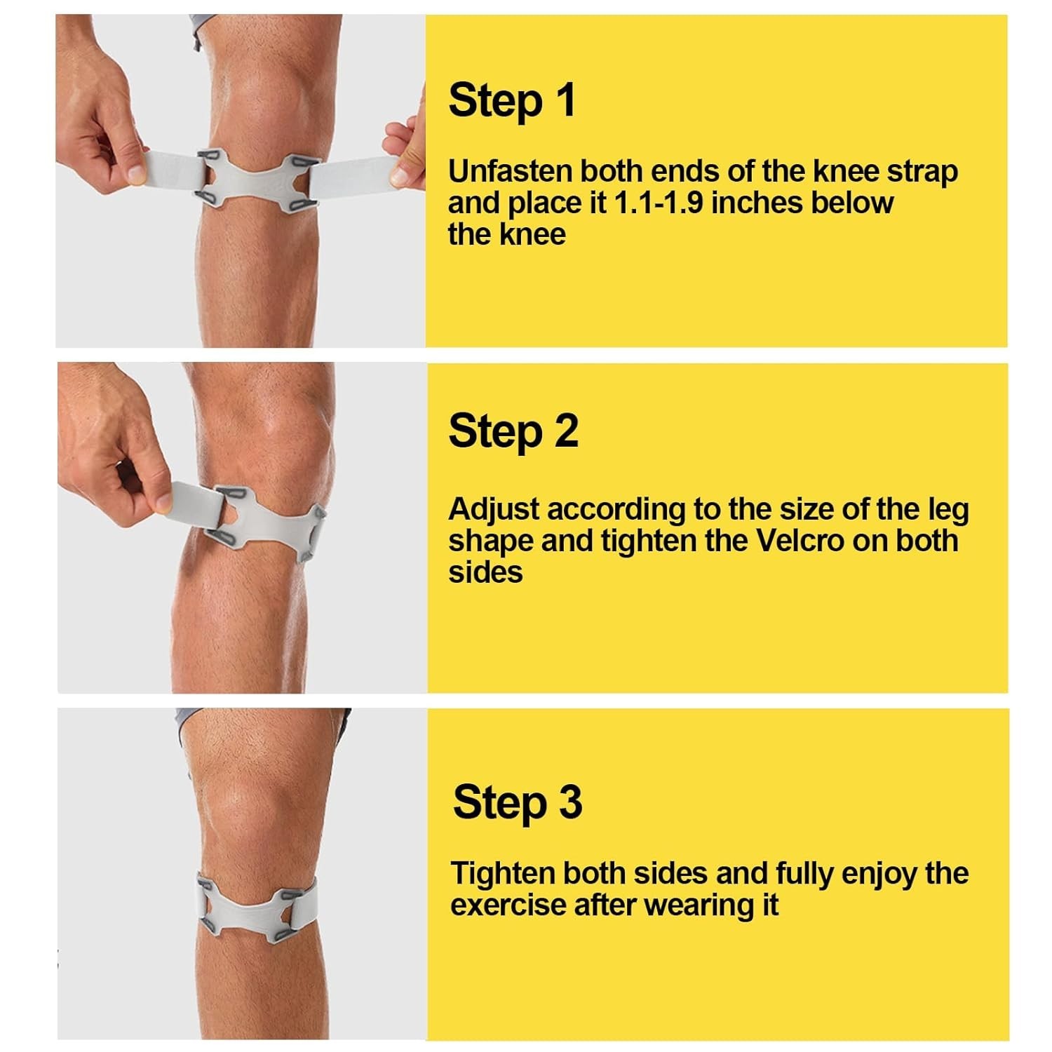 2 Pack Patellar Tendon Support Strap,Adjustable Silicone Patella Knee Strap f…